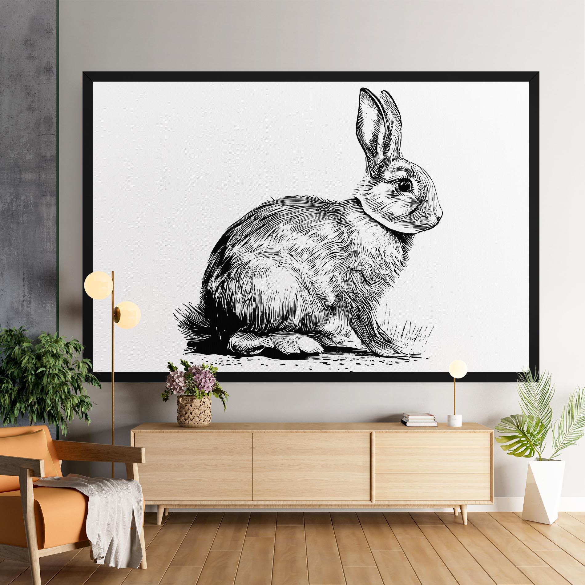 Tablou Canvas Bunny Black Lines mockup 9