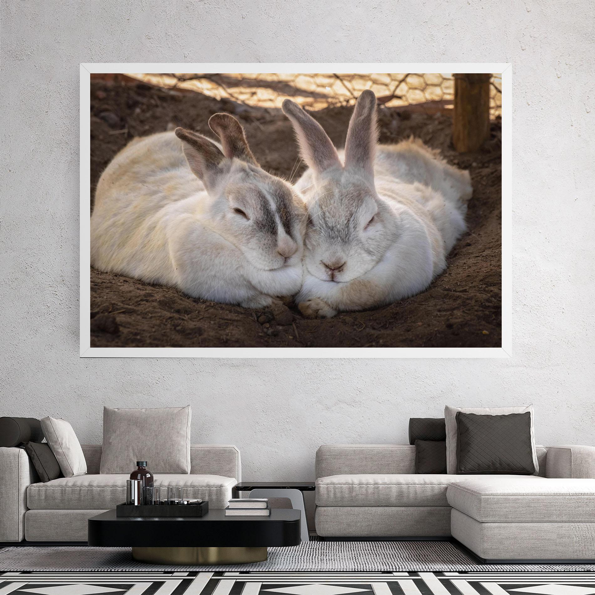 Tablou Canvas Light Grey Bunny Sleeping mockup 2