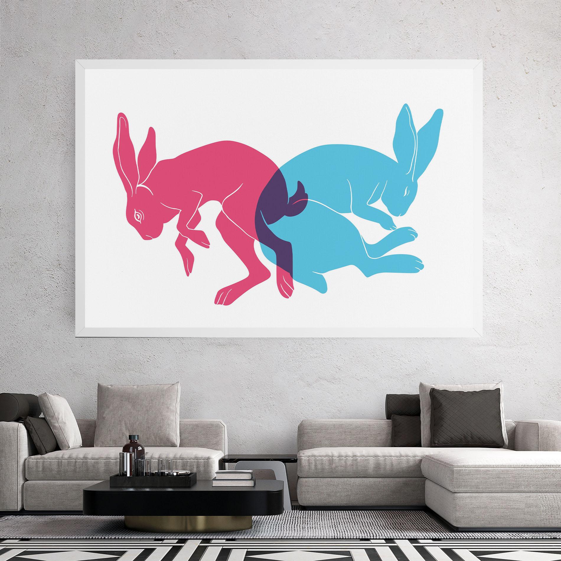 Tablou Canvas Rabbits Riso mockup 2