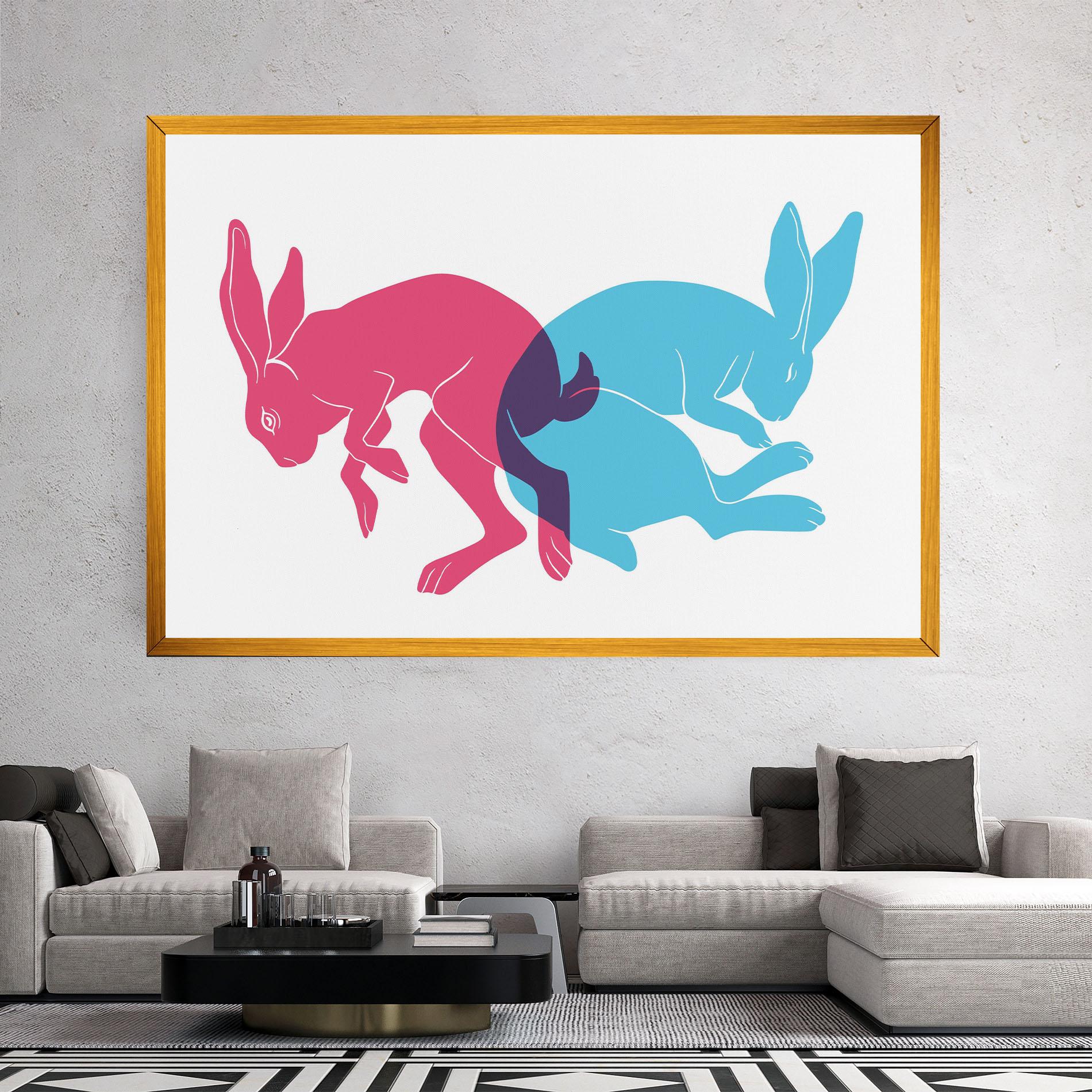 Tablou Canvas Rabbits Riso mockup 2