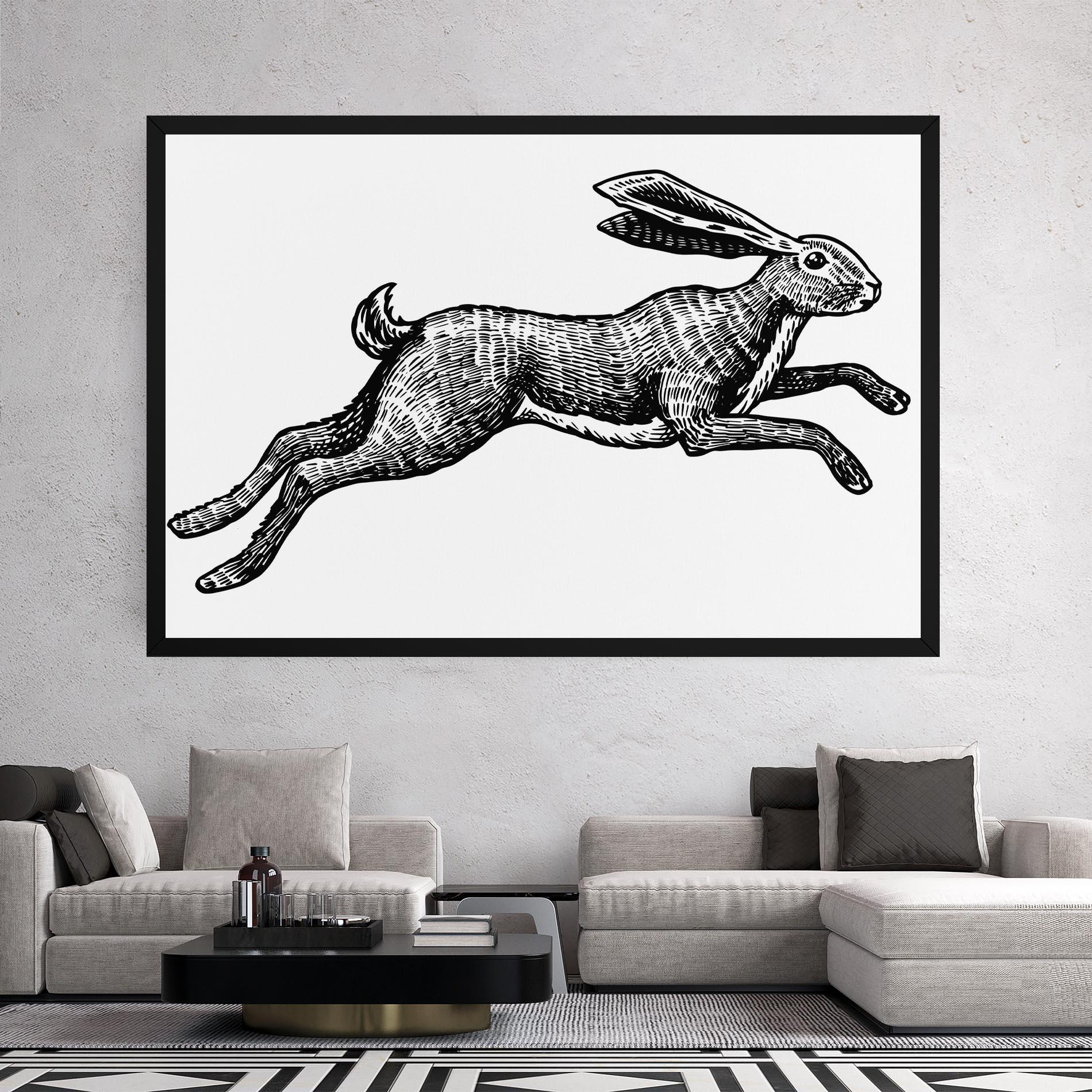 Tablou Canvas Black Line Bunny mockup 2
