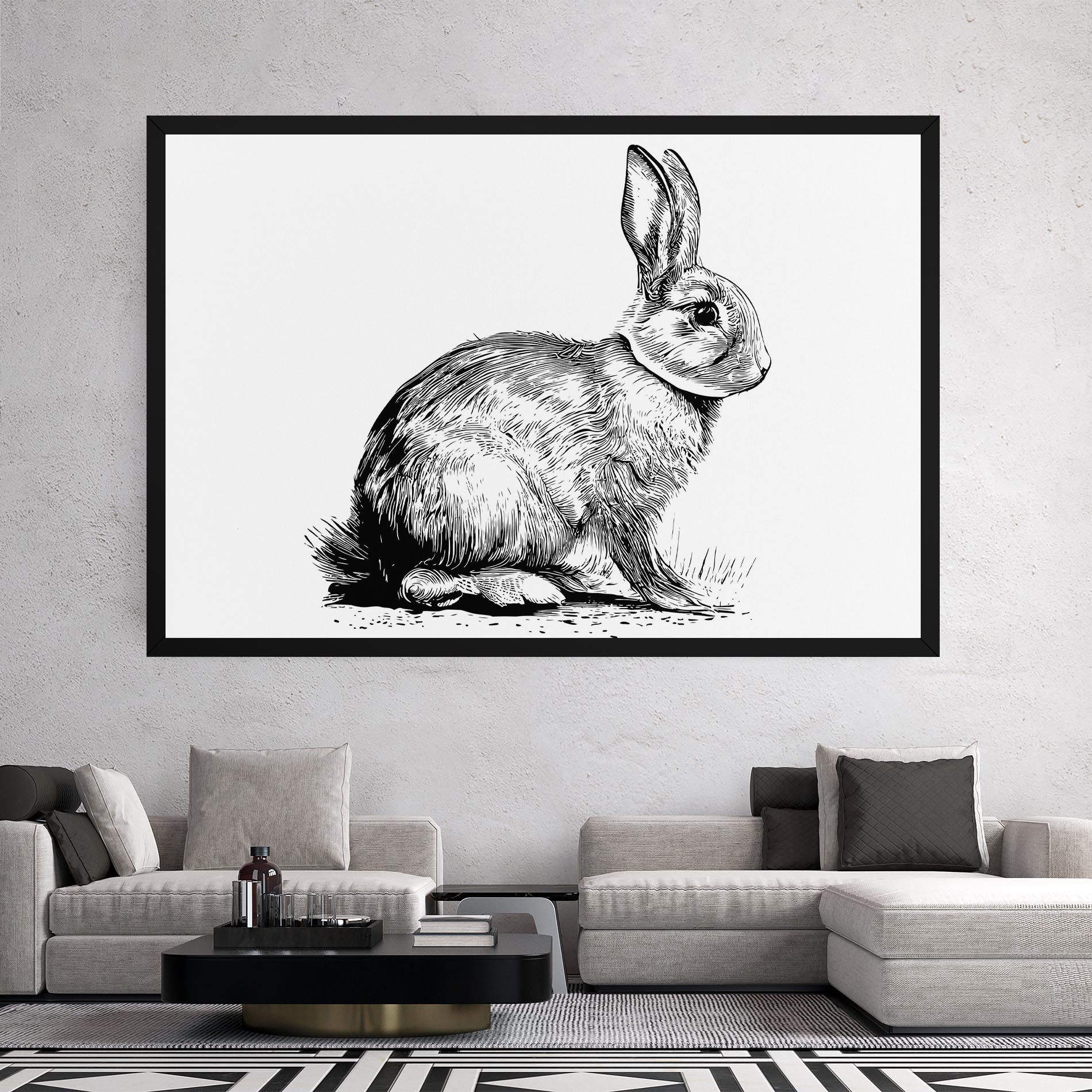 Bunny Black Lines mockup 2