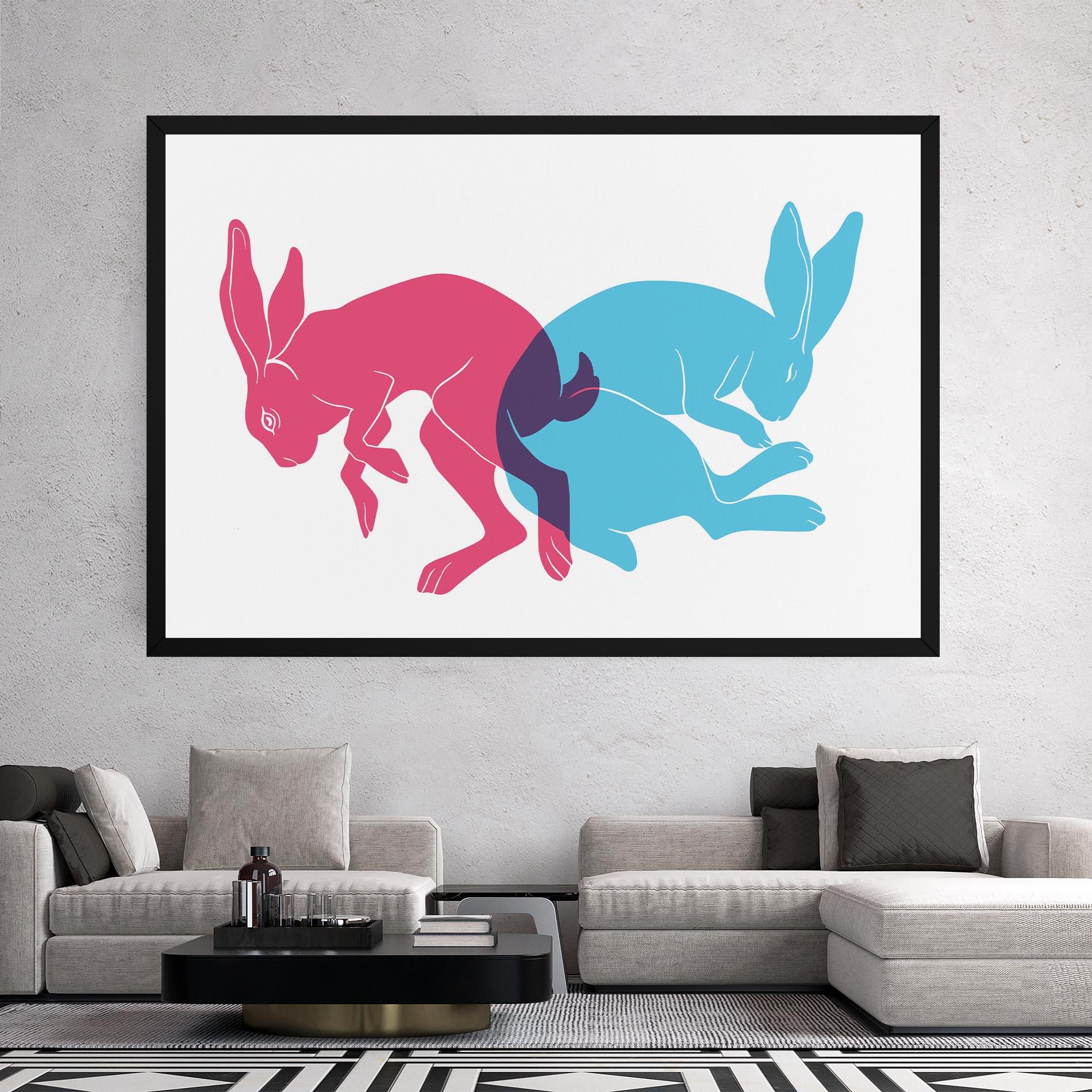Tablou Canvas Rabbits Riso mockup 2