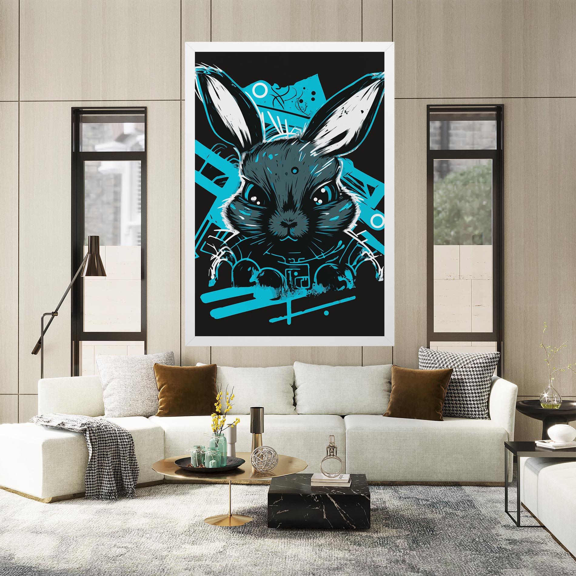 Tablou Canvas Grey Blue Bunny mockup 2