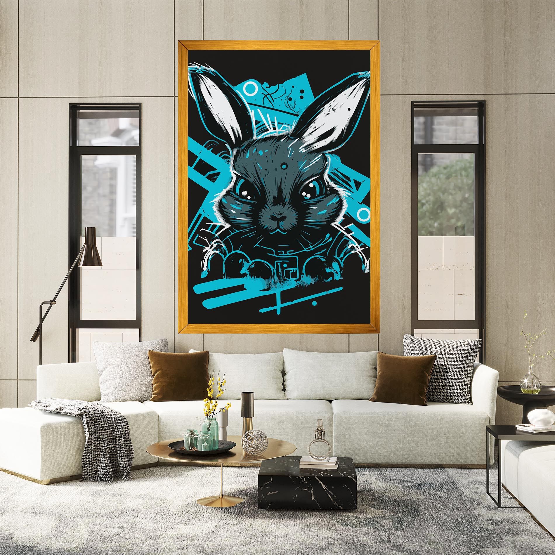 Grey Blue Bunny mockup 2