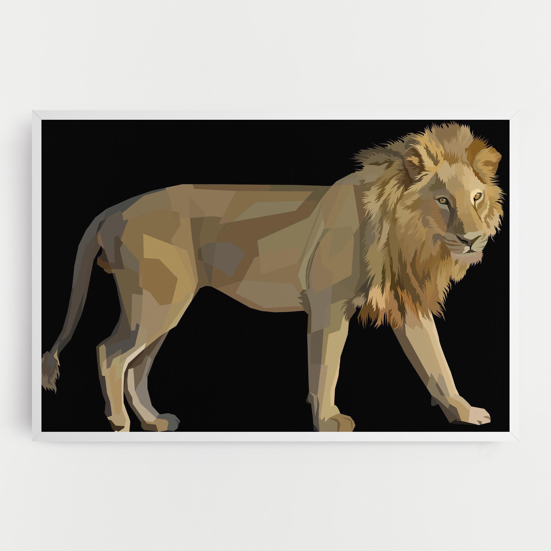 Tablou Canvas Lion Art On Black mockup 0