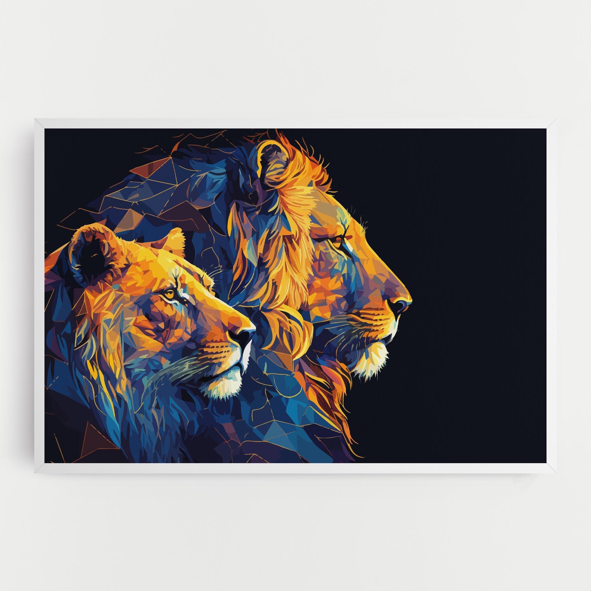 Tablou Canvas Orange Blue Lion mockup 0