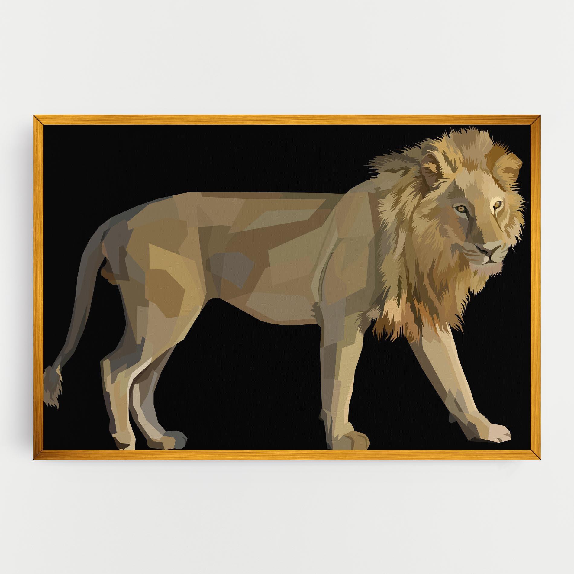 Tablou Canvas Lion Art On Black mockup 0