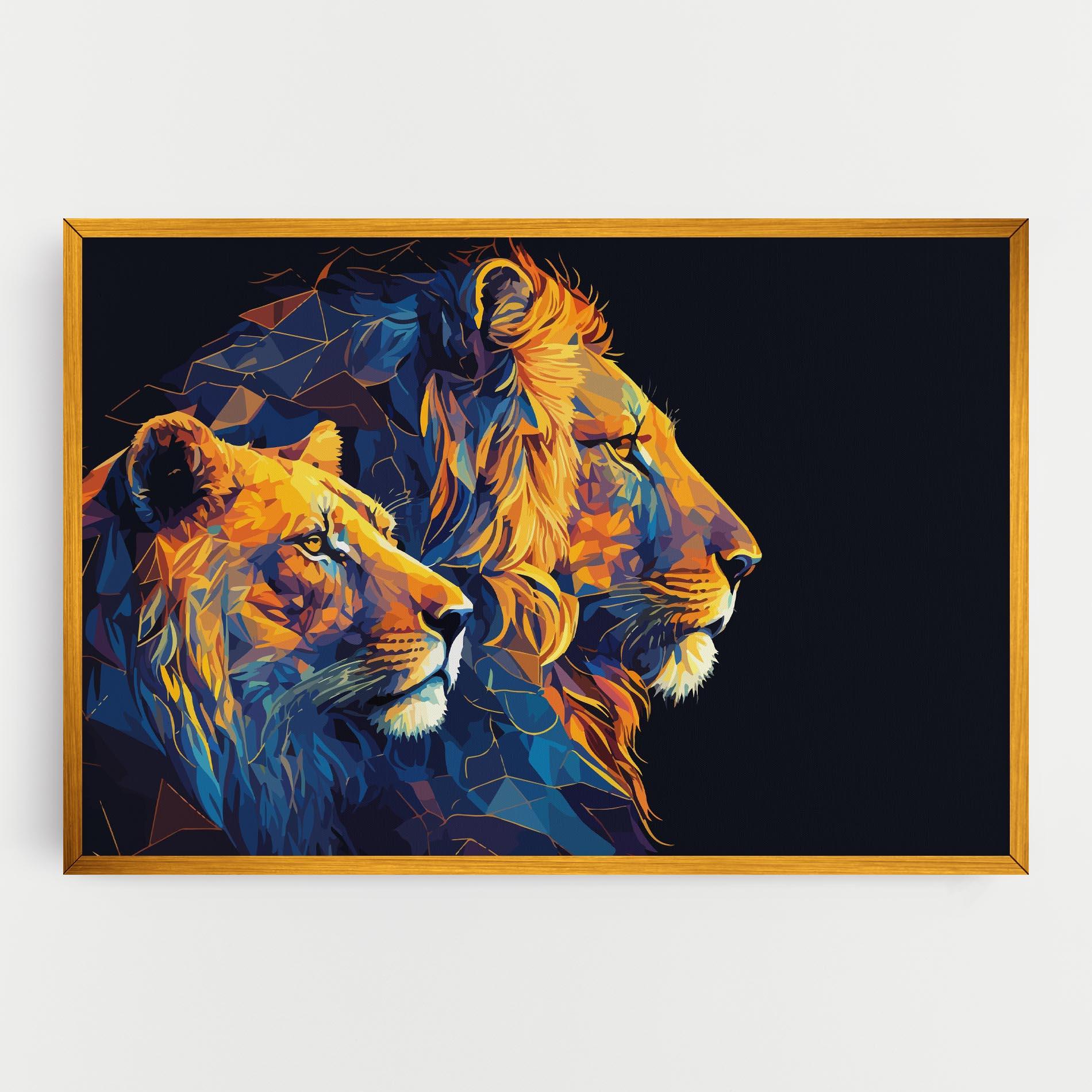 Tablou Canvas Orange Blue Lion mockup 0
