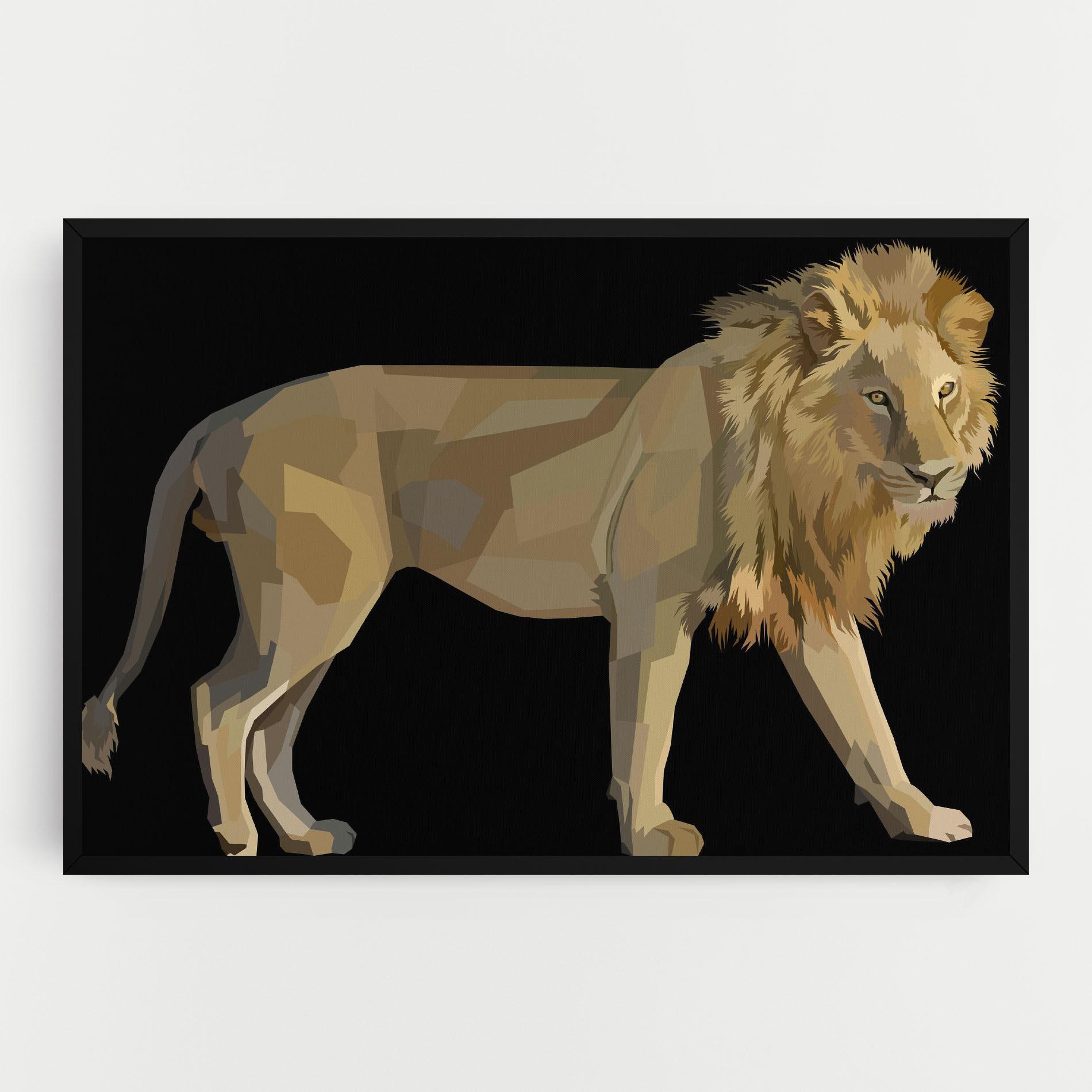Tablou Canvas Lion Art On Black mockup 0