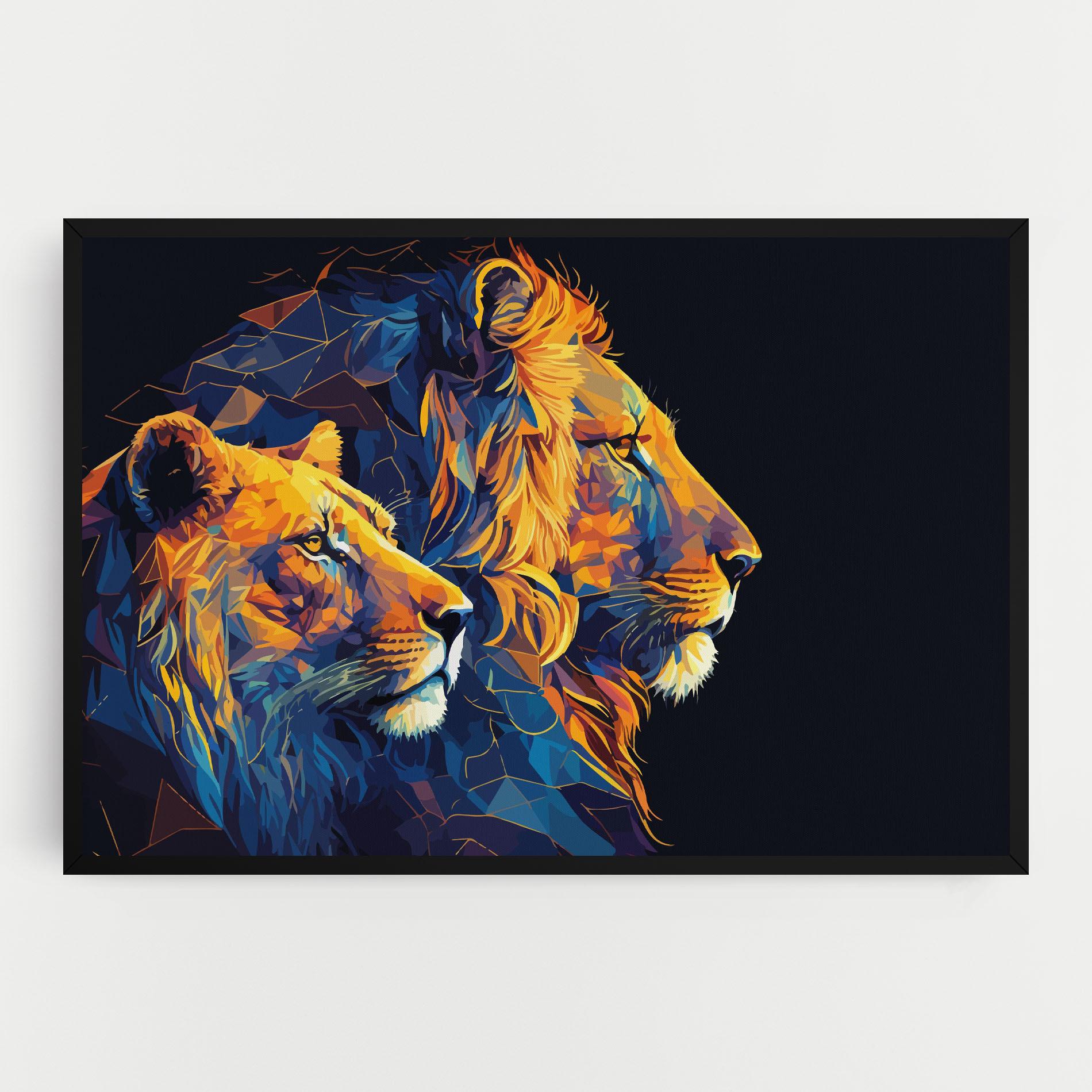 Tablou Canvas Orange Blue Lion mockup 0