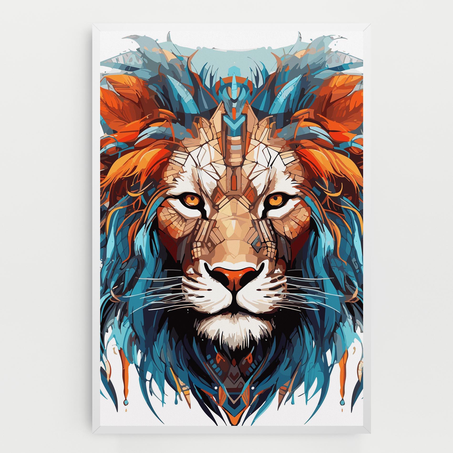 Tablou Canvas Blue Orange Lion mockup 0
