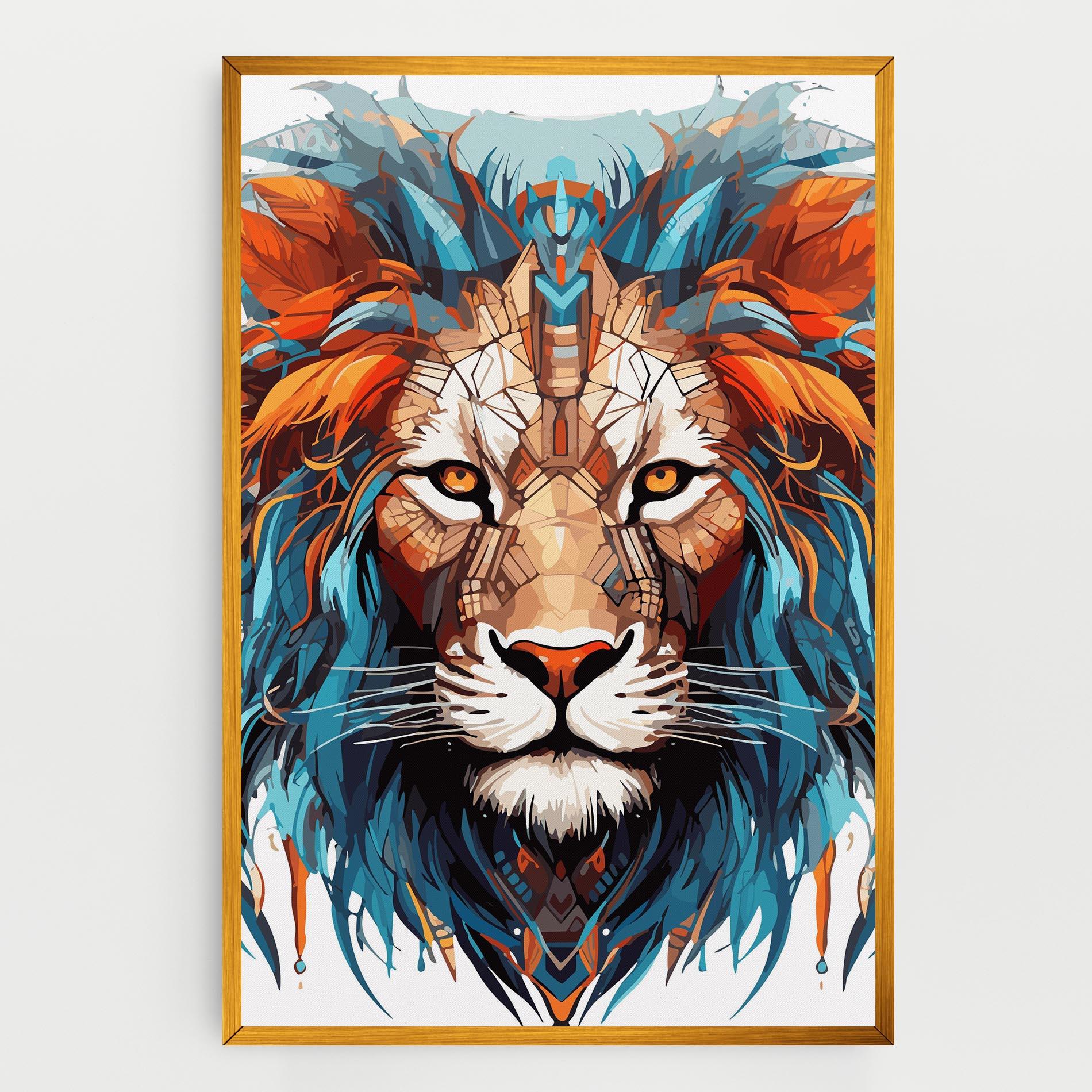 Tablou Canvas Blue Orange Lion mockup 0