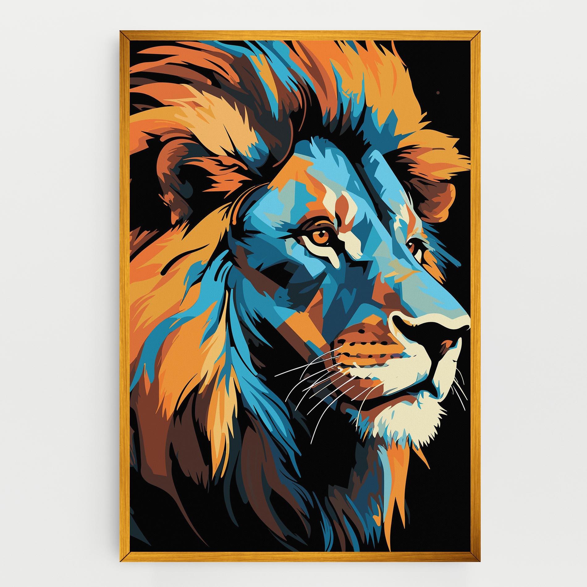 Tablou Canvas Blue Yellow Lion mockup 0