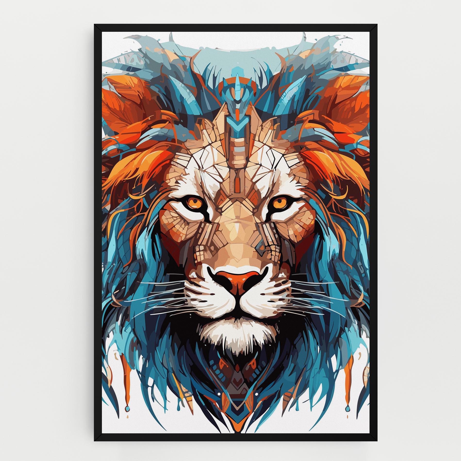 Tablou Canvas Blue Orange Lion mockup 0
