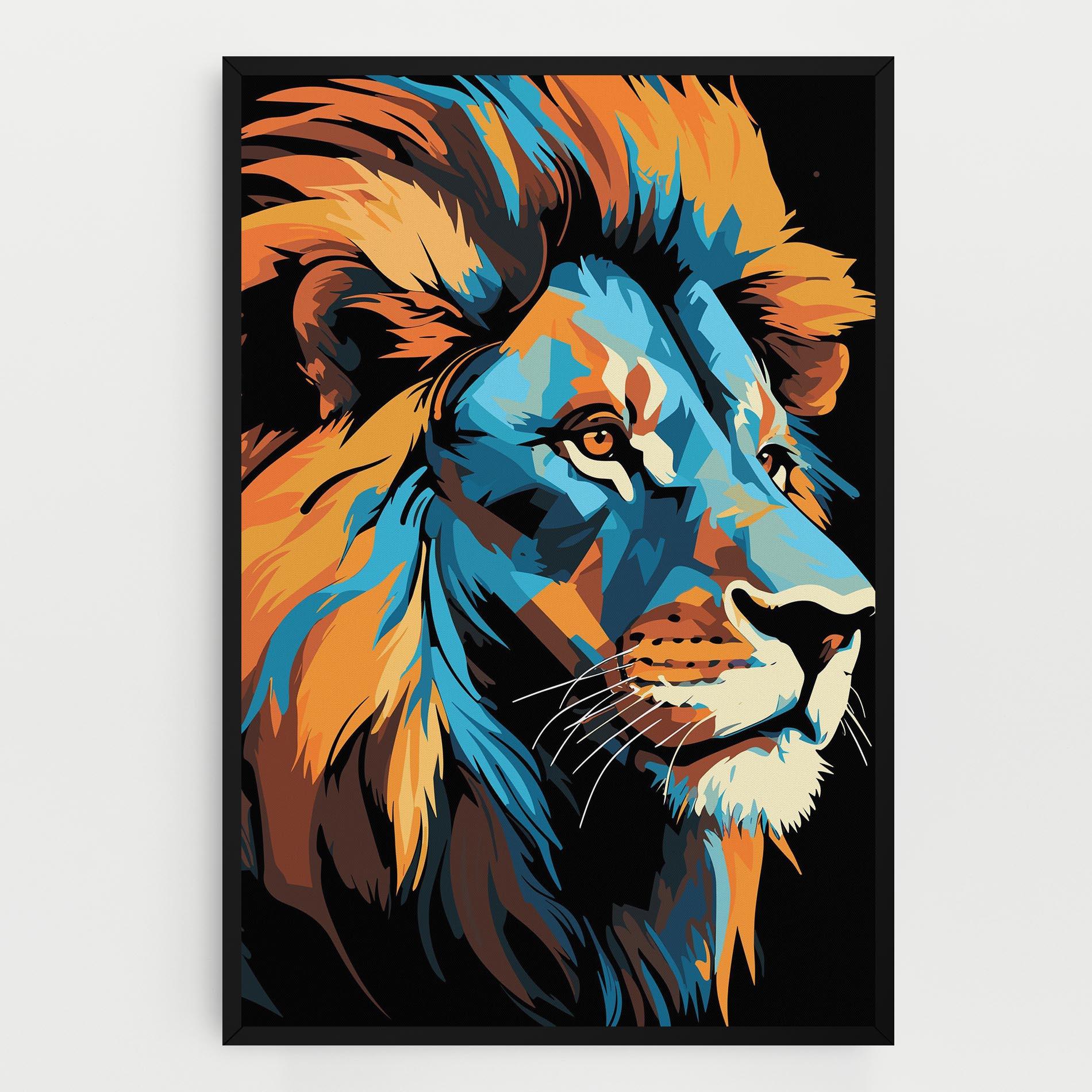 Tablou Canvas Blue Yellow Lion mockup 0