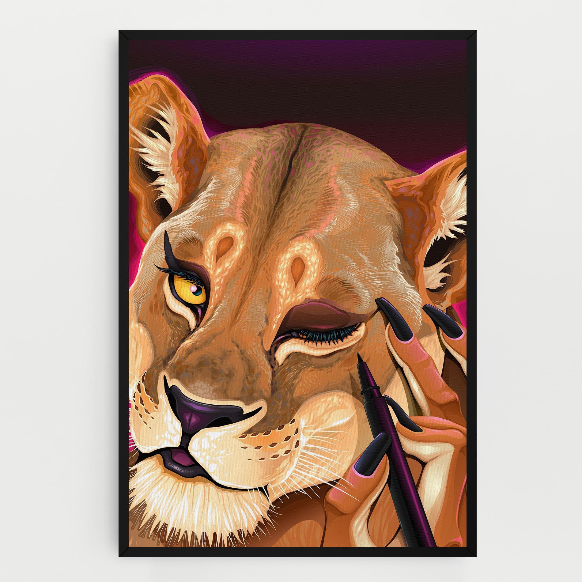 Tablou Canvas Female Lion Makeup mockup 0