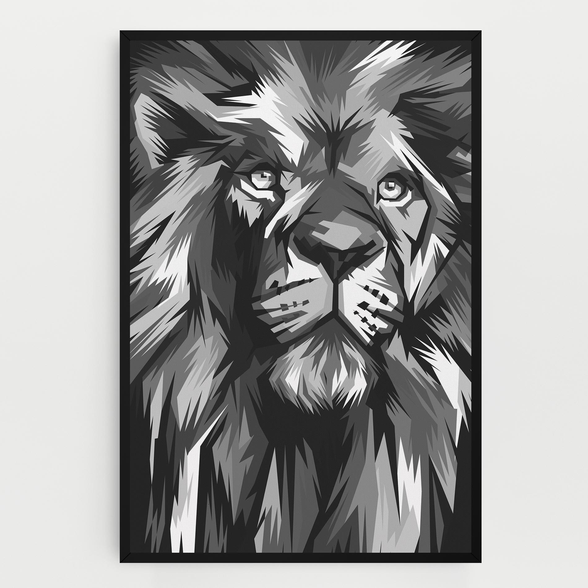 Tablou Canvas Grey Head Lion mockup 0