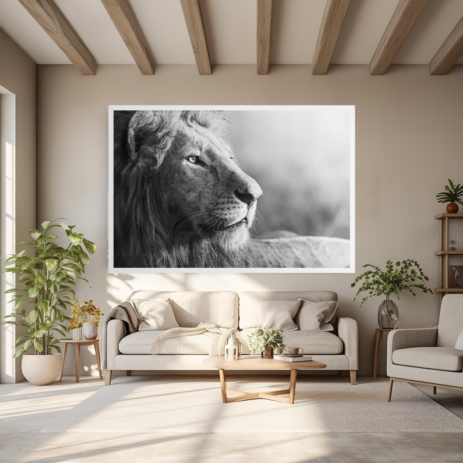 Tablou Canvas Grey Lion Head mockup 6