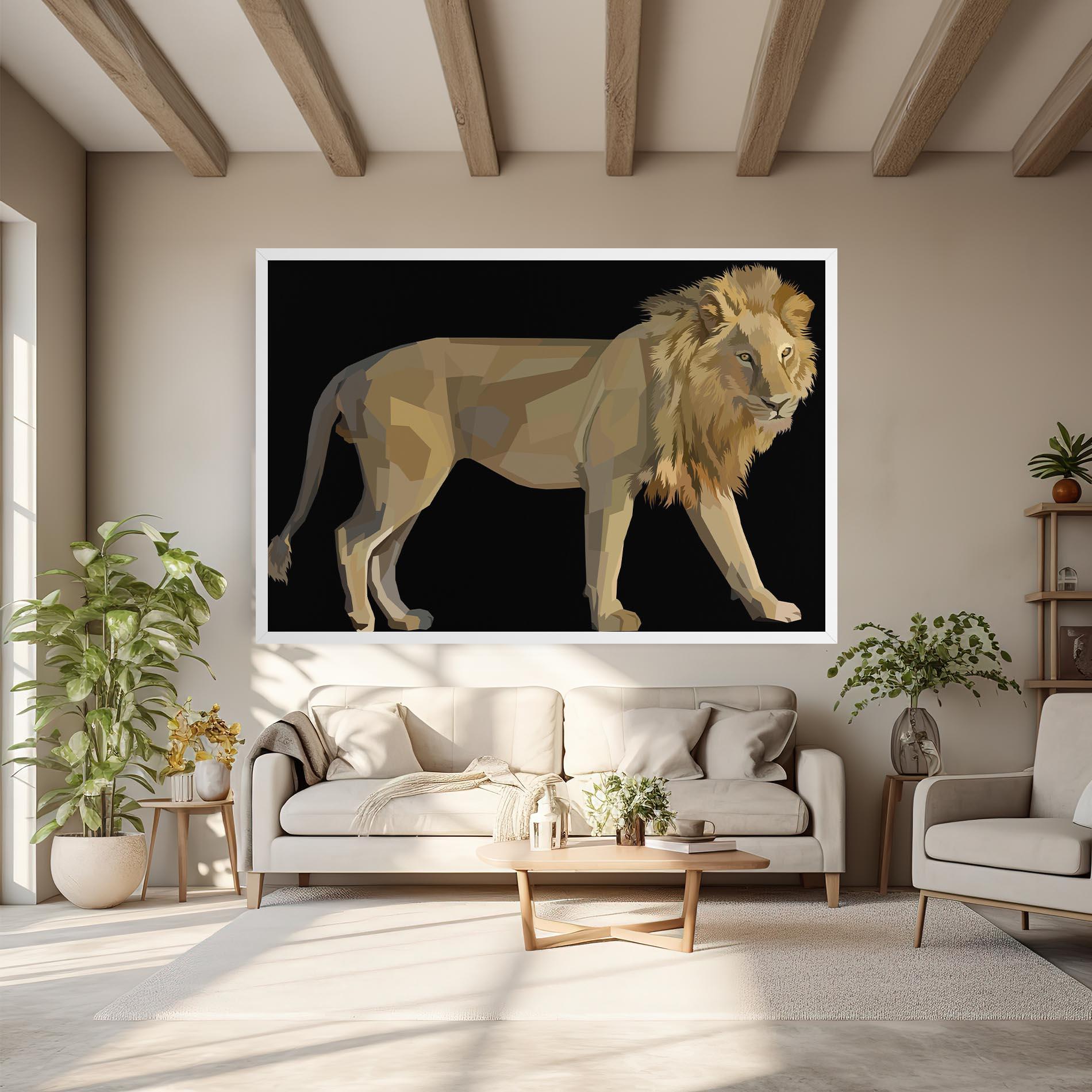 Tablou Canvas Lion Art On Black mockup 6