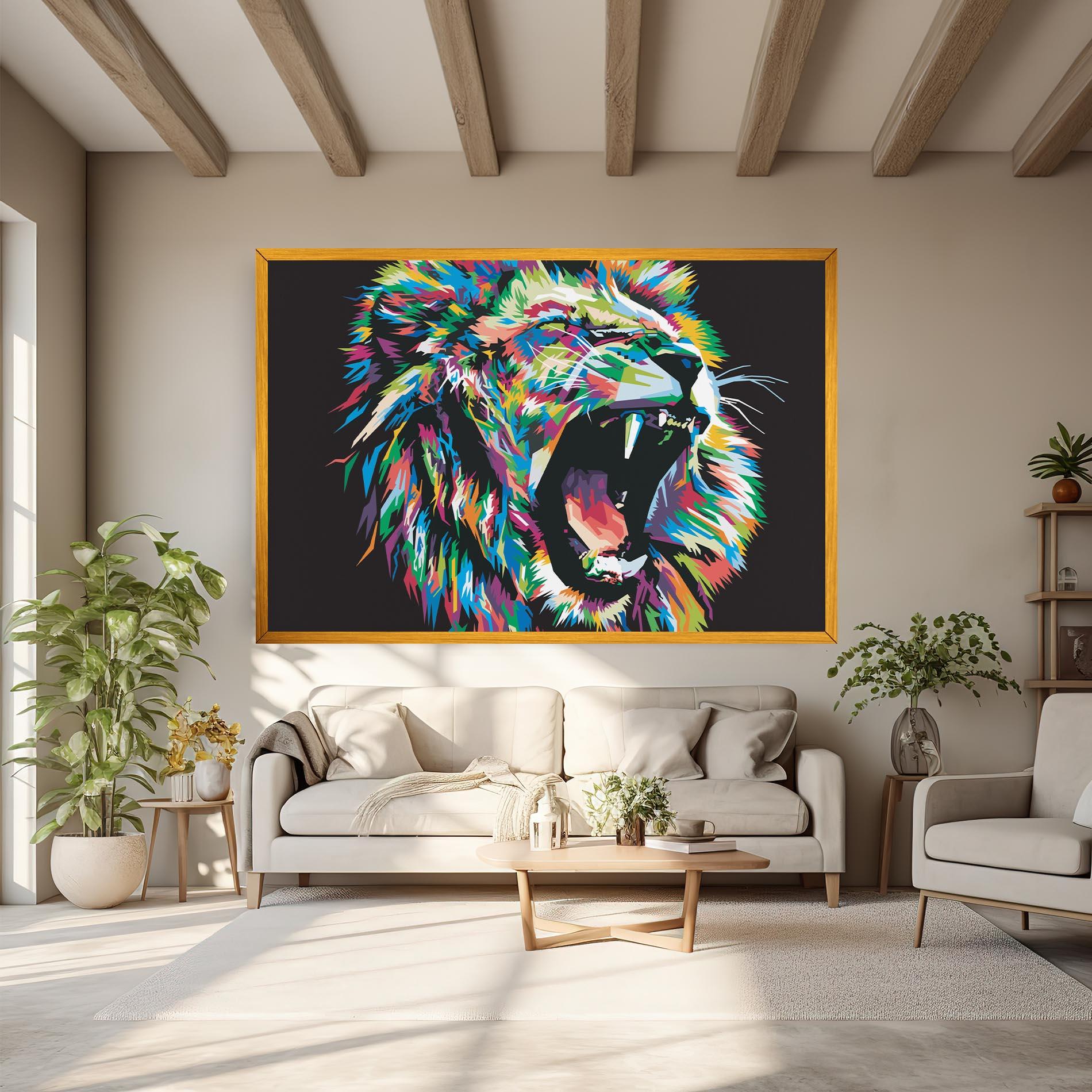 Tablou Canvas Green Blue Lion mockup 6