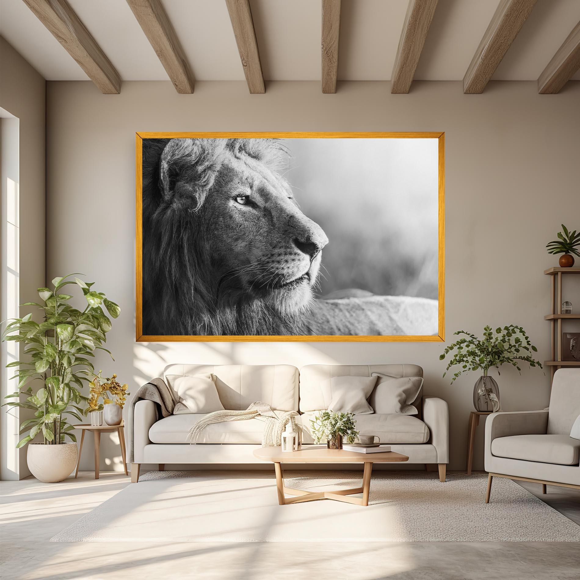 Tablou Canvas Grey Lion Head mockup 6