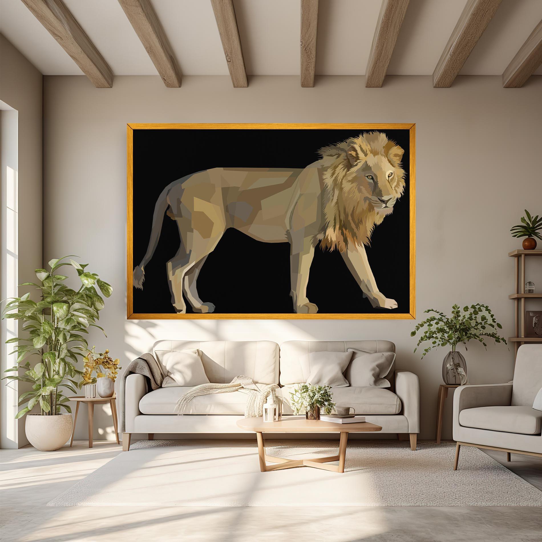 Tablou Canvas Lion Art On Black mockup 6