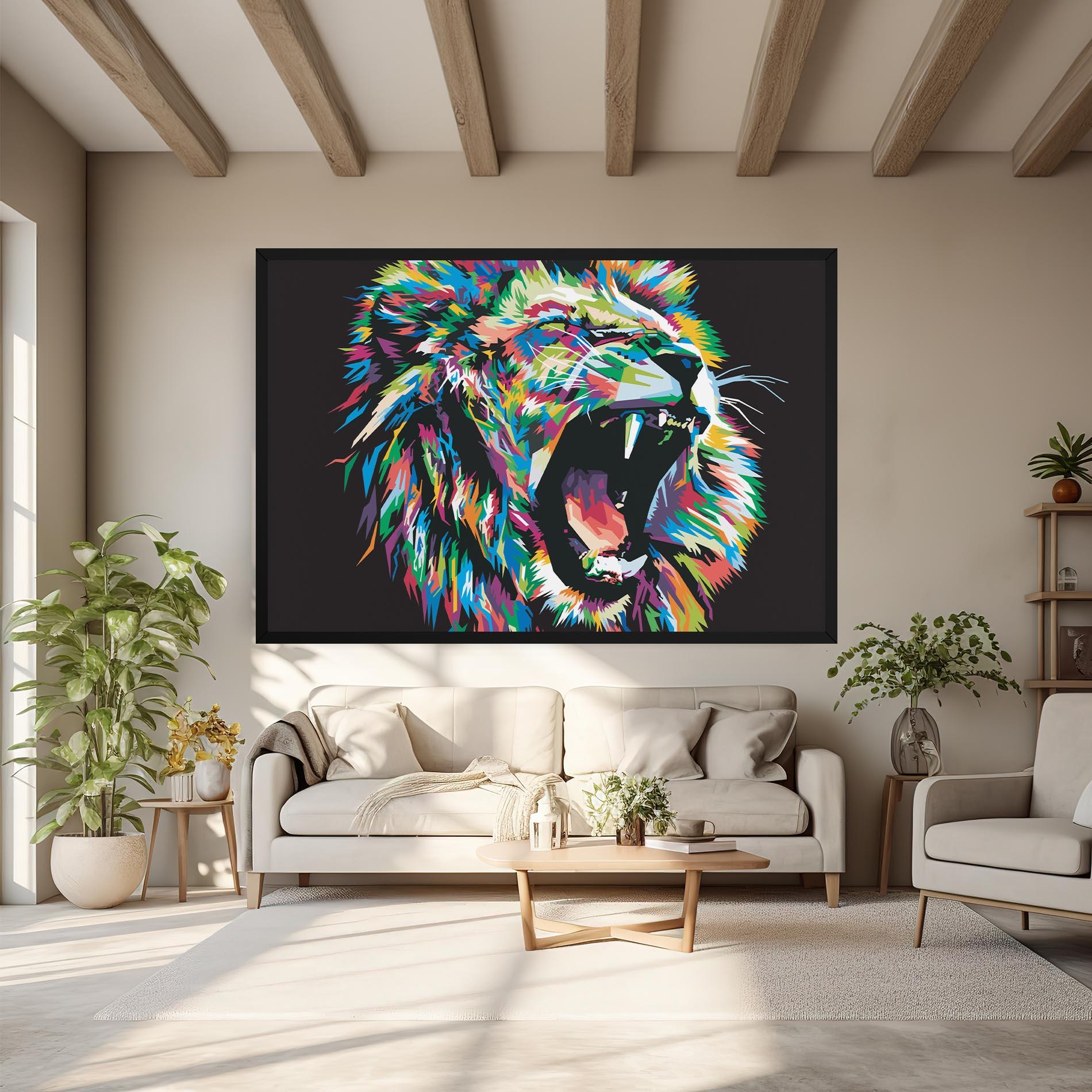 Tablou Canvas Green Blue Lion mockup 6