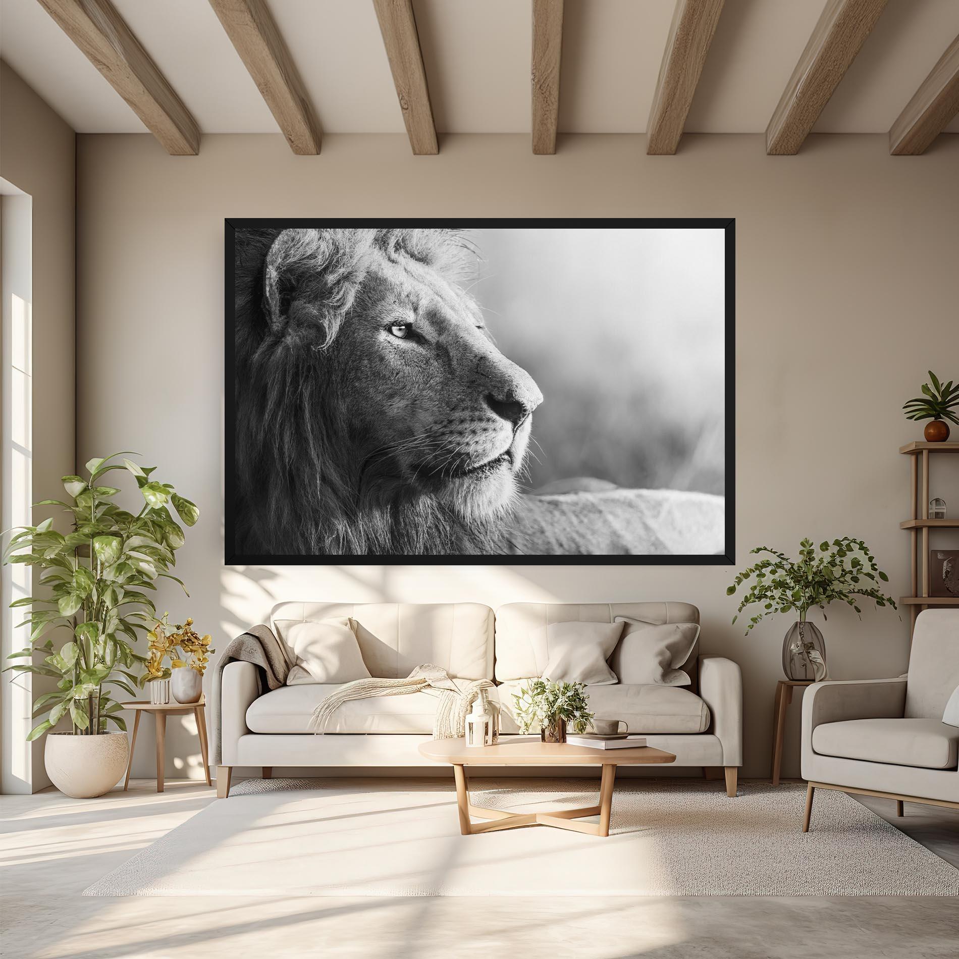 Tablou Canvas Grey Lion Head mockup 6