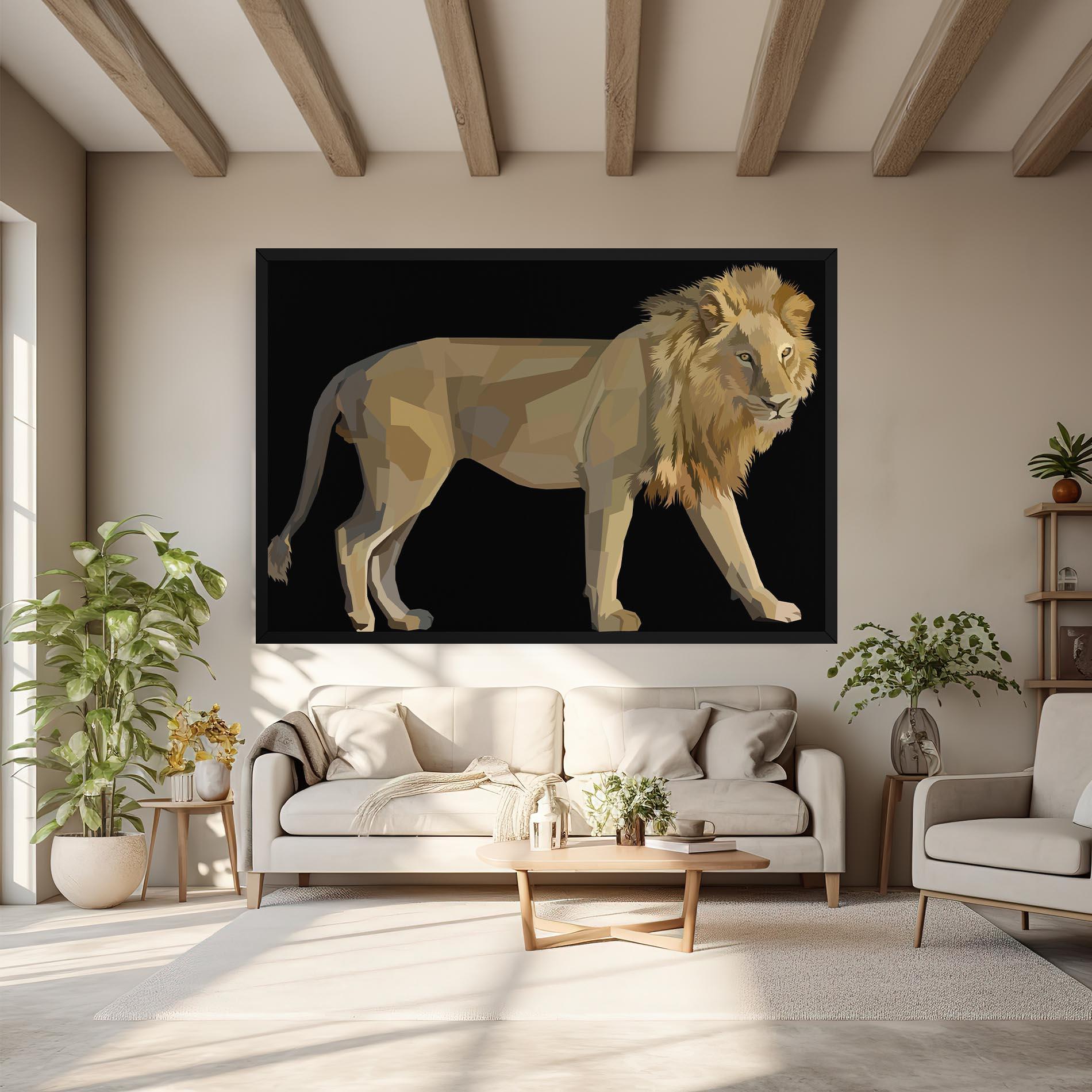 Tablou Canvas Lion Art On Black mockup 6