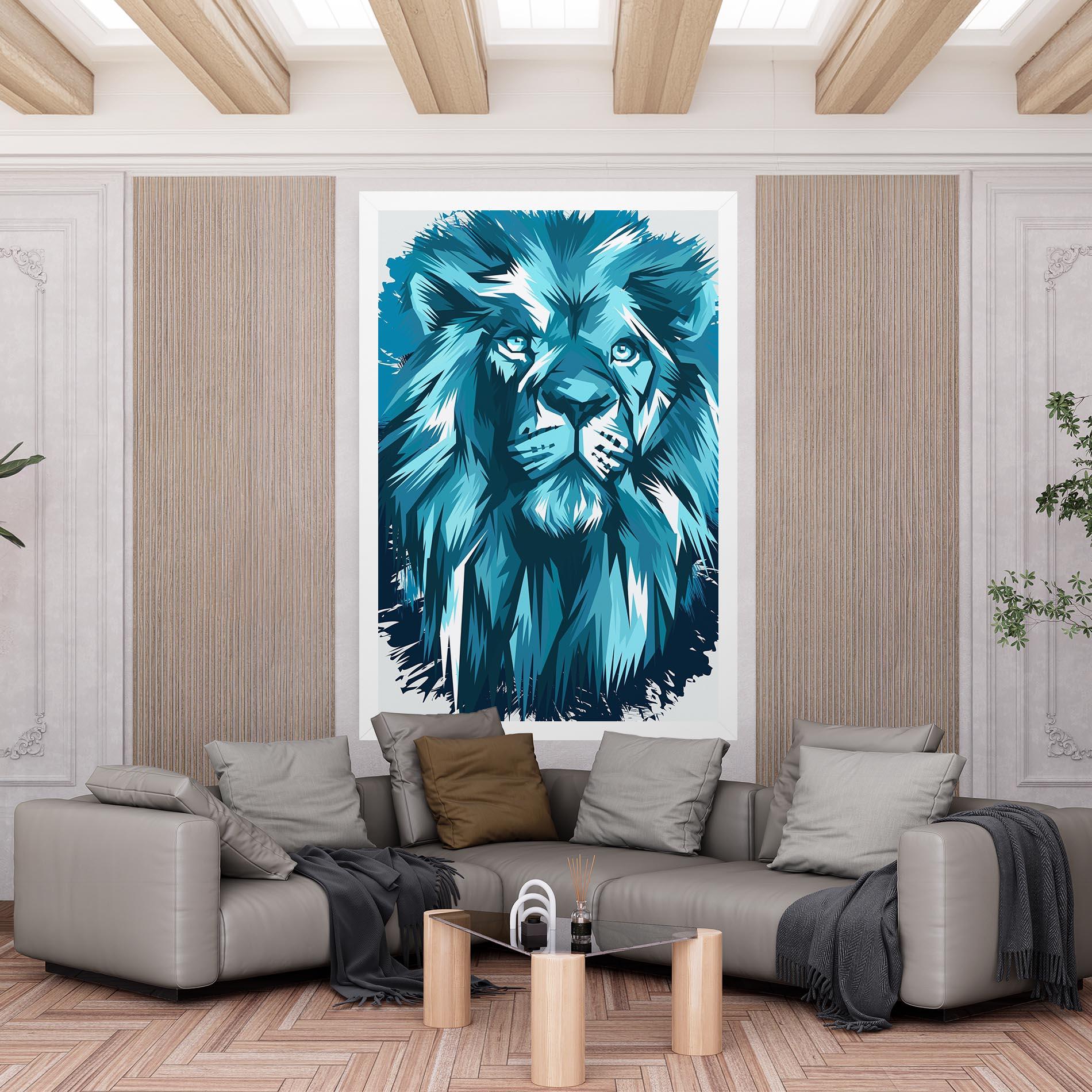Tablou Canvas Blue Lion Head mockup 6