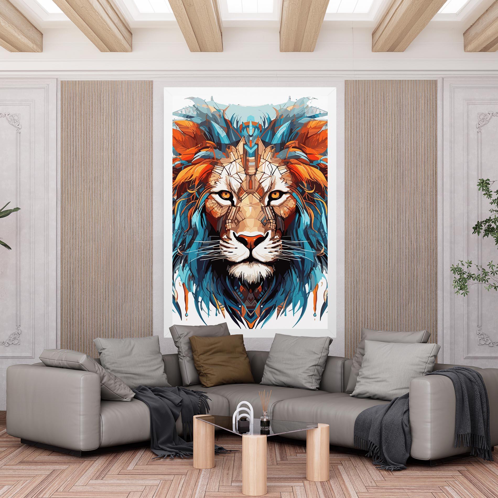 Tablou Canvas Blue Orange Lion mockup 6