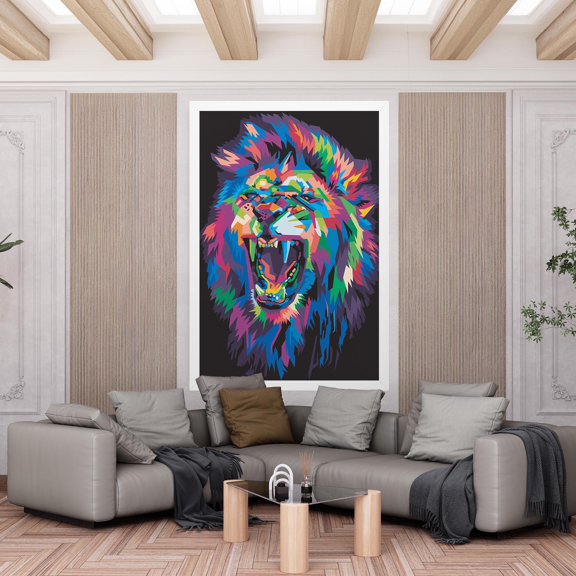 Tablou Canvas Colorful Lion Head mockup 6