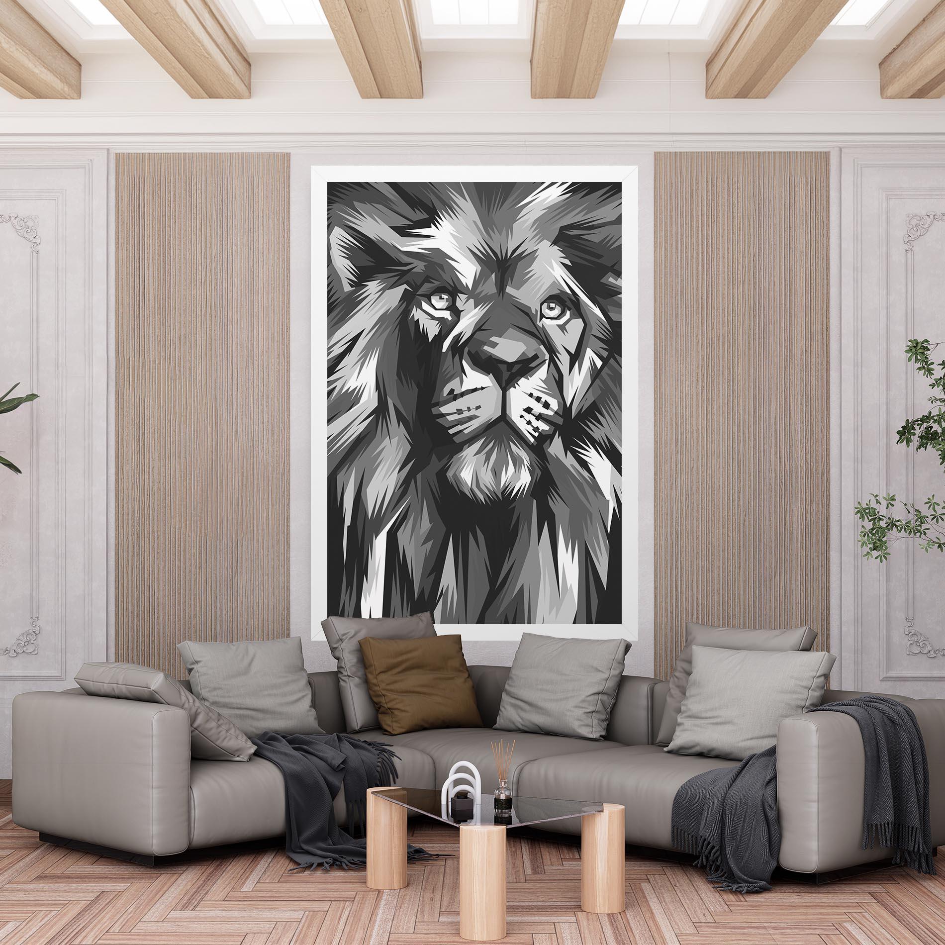 Tablou Canvas Grey Head Lion mockup 6