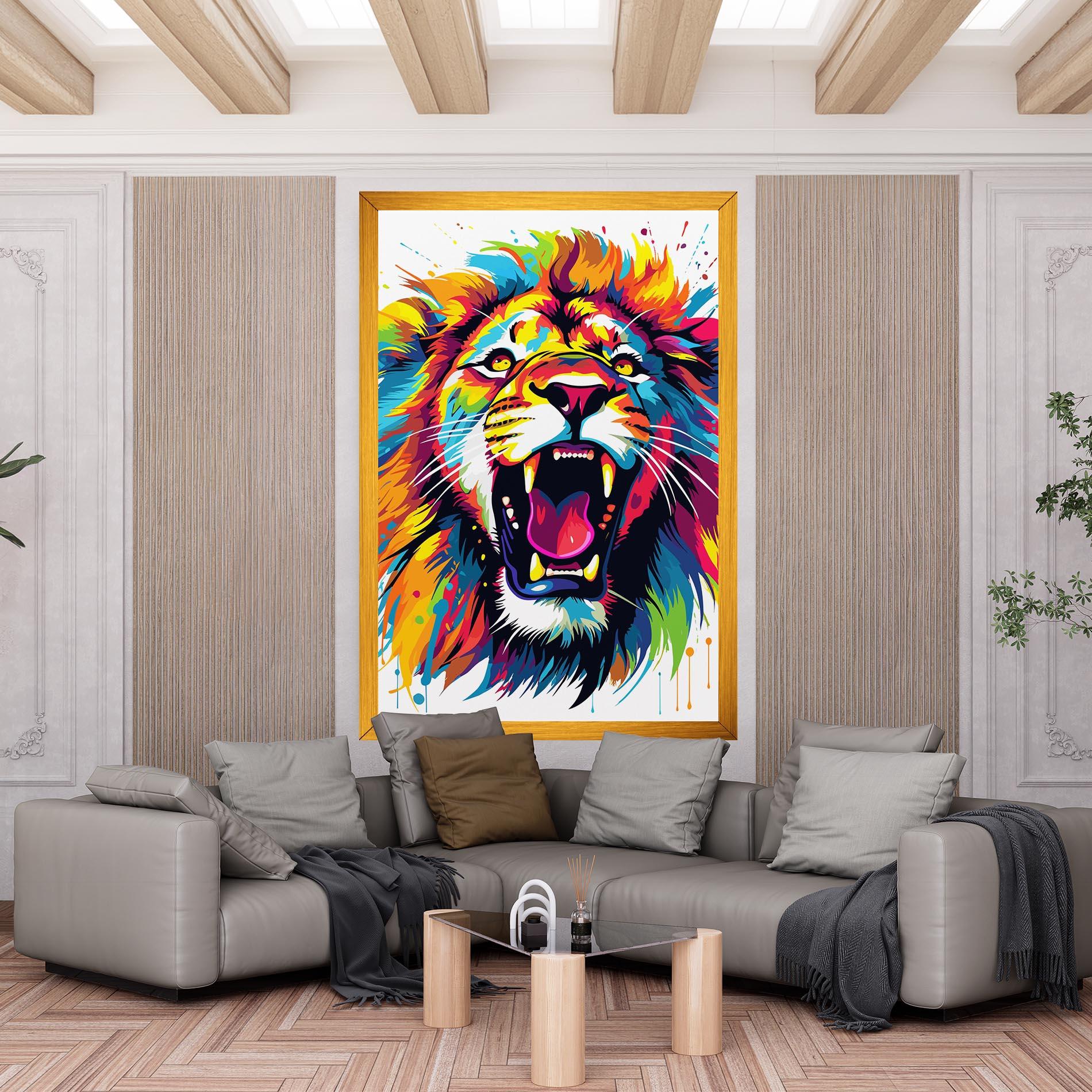 Tablou Canvas Angry Lion Mix mockup 6