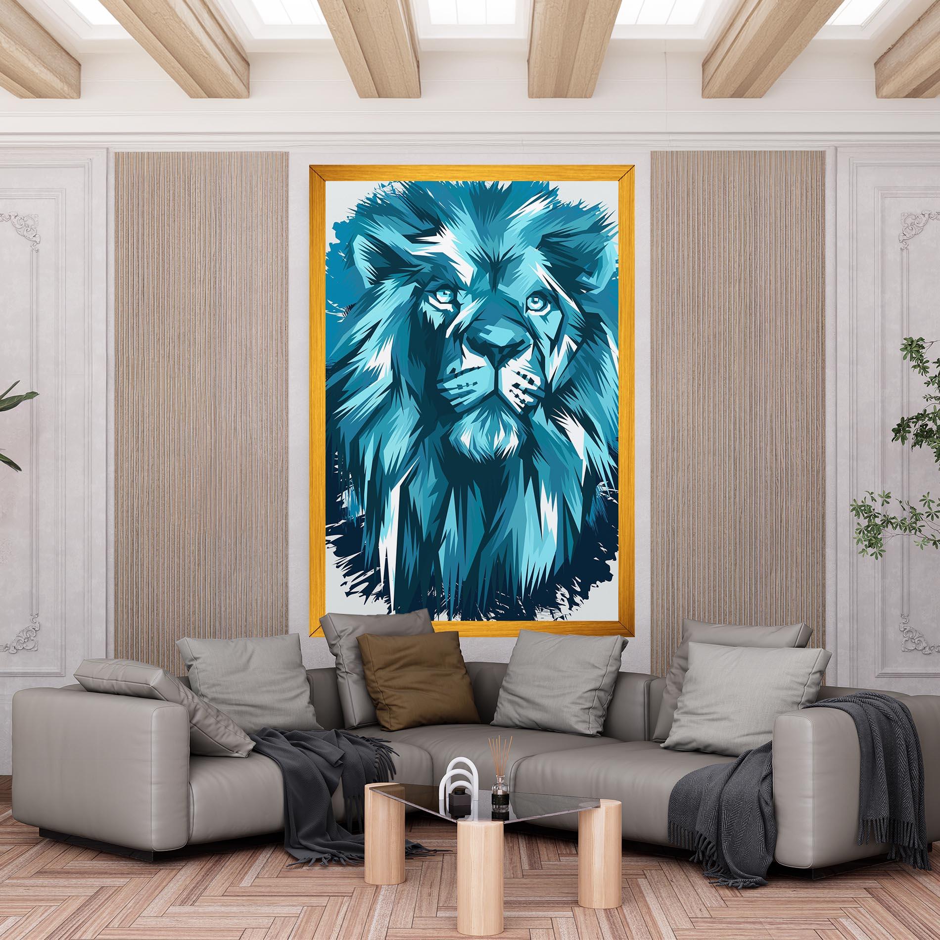 Tablou Canvas Blue Lion Head mockup 6