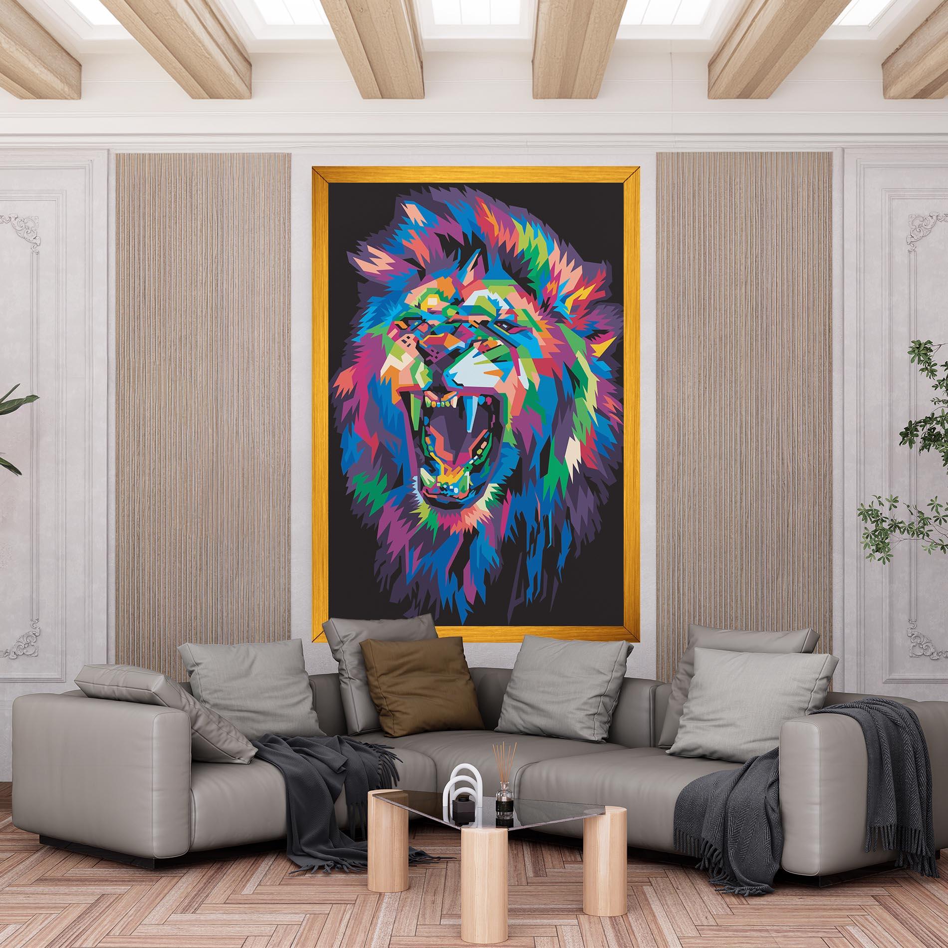 Tablou Canvas Colorful Lion Head mockup 6