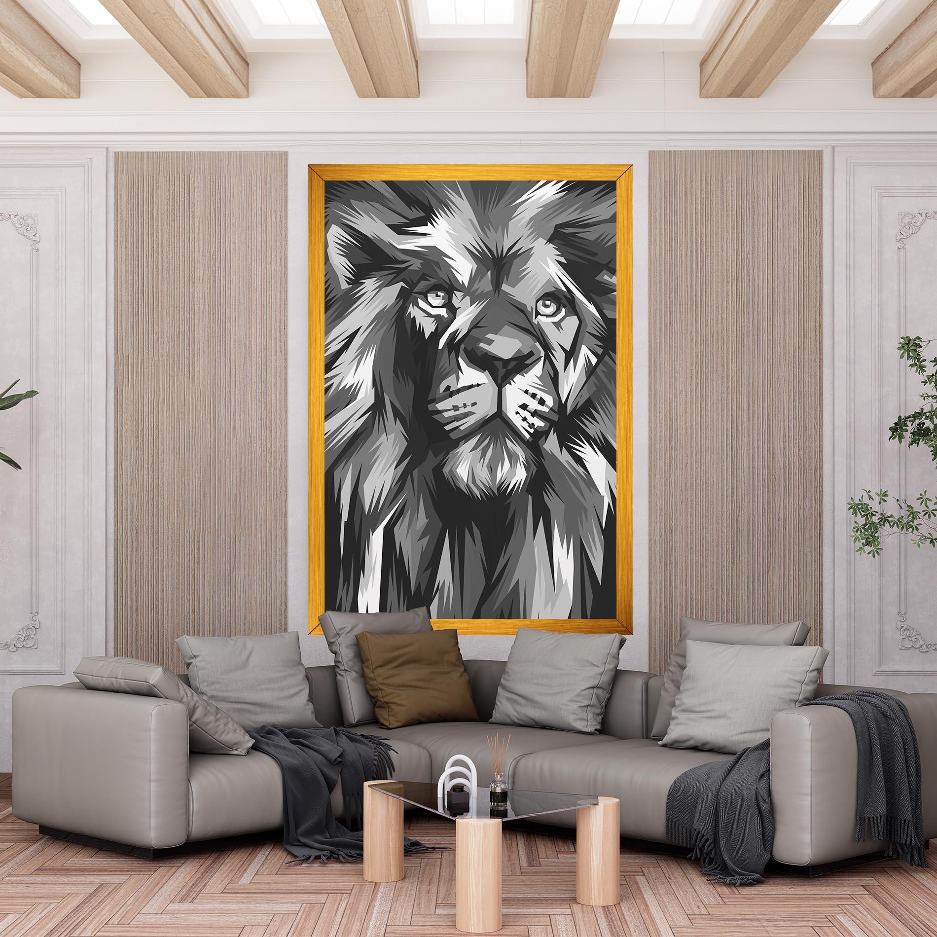 Tablou Canvas Grey Head Lion mockup 6