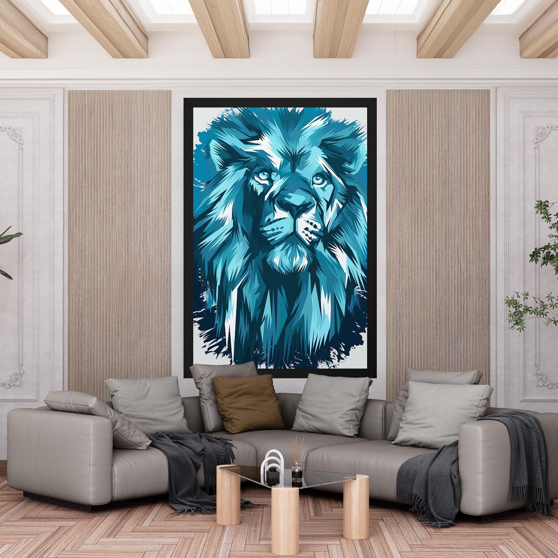 Tablou Canvas Blue Lion Head mockup 6