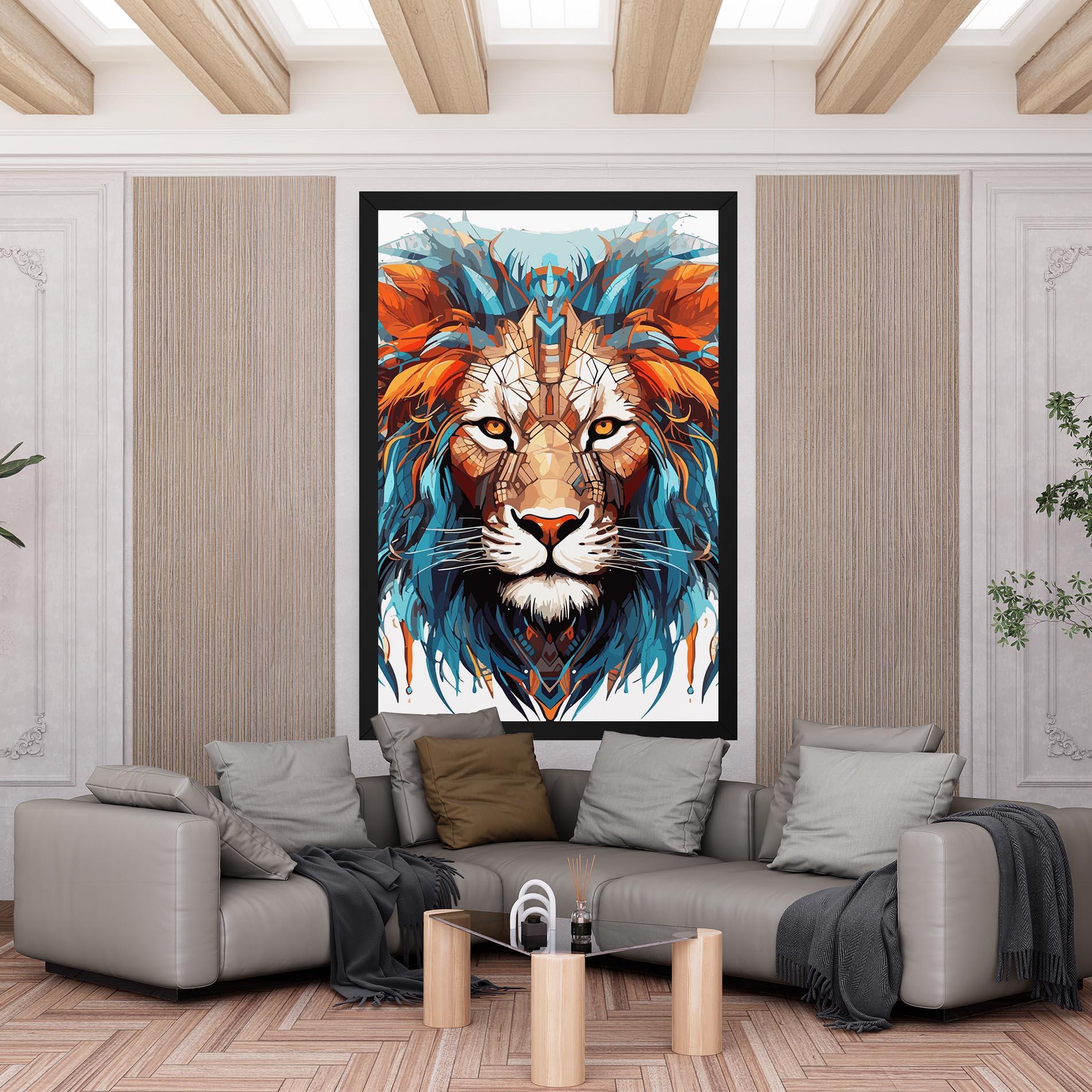 Tablou Canvas Blue Orange Lion mockup 6