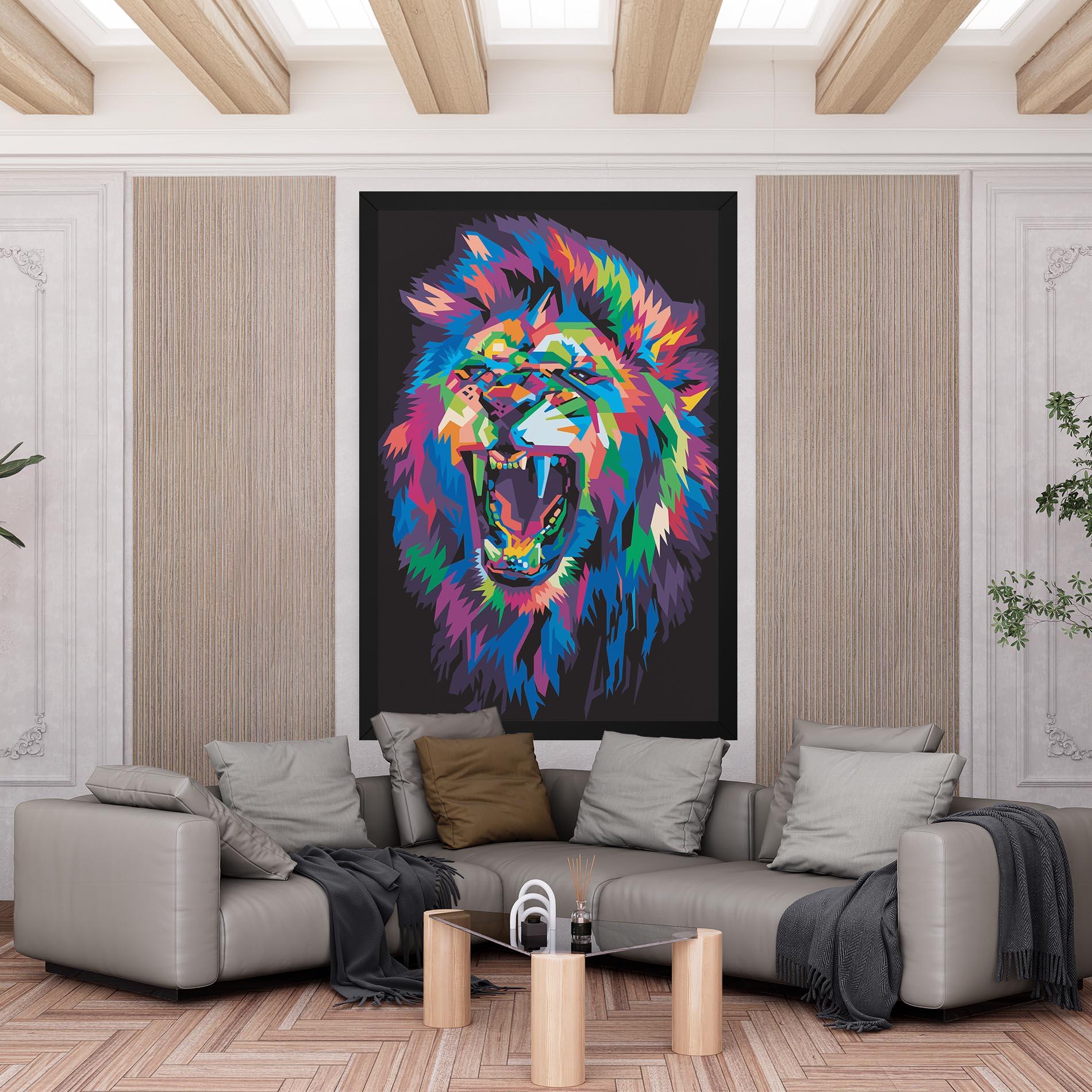 Tablou Canvas Colorful Lion Head mockup 6