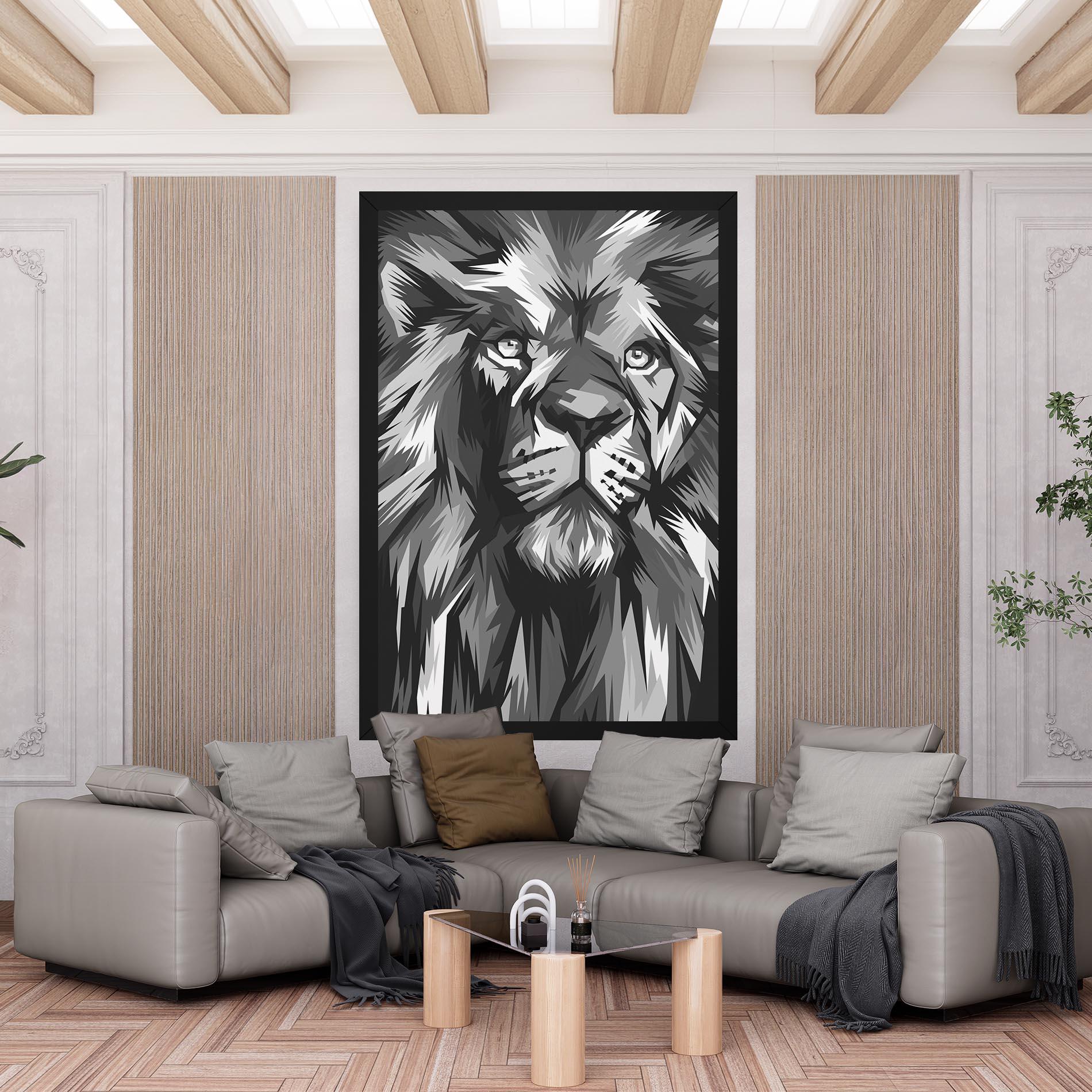 Tablou Canvas Grey Head Lion mockup 6