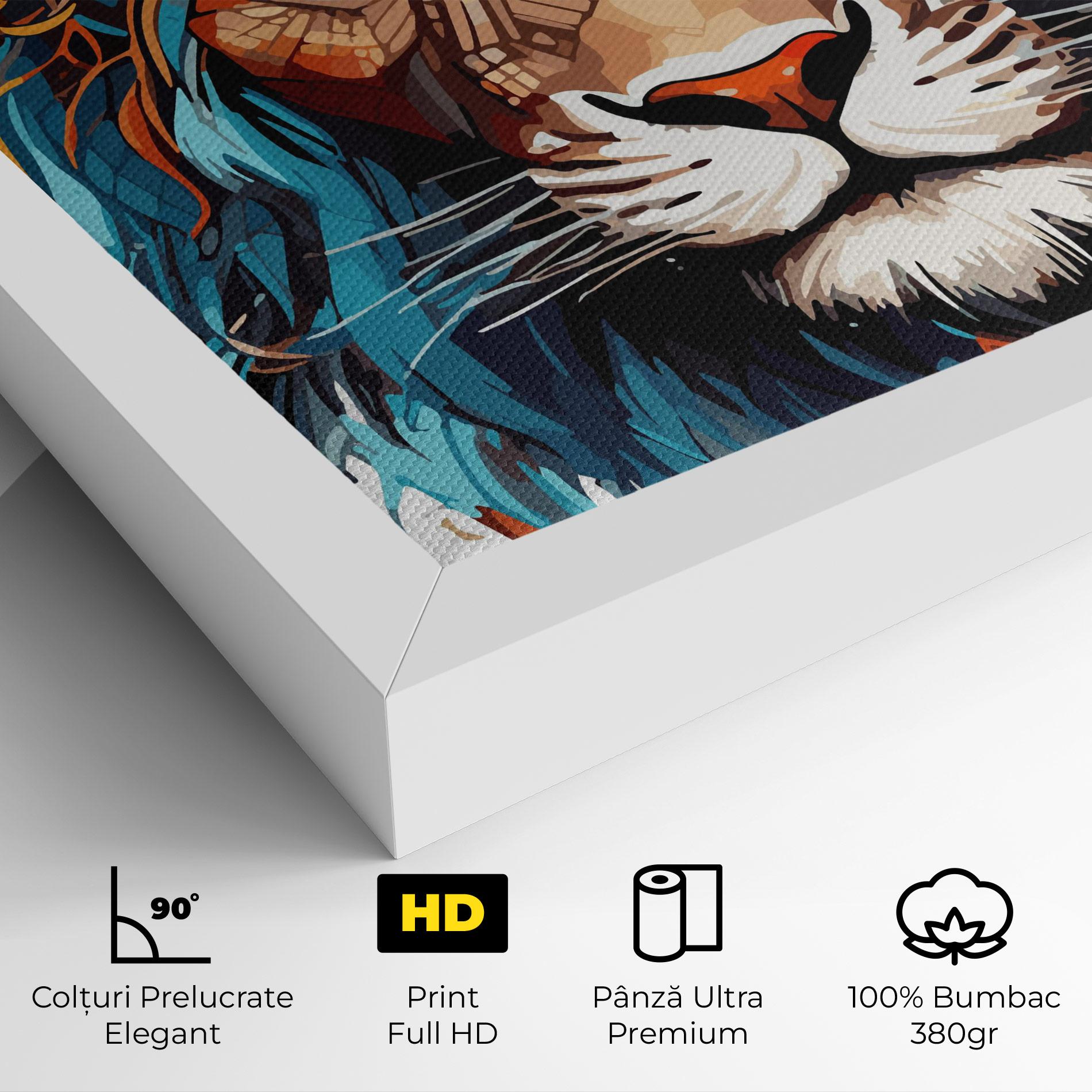 Tablou Canvas Blue Orange Lion mockup 4