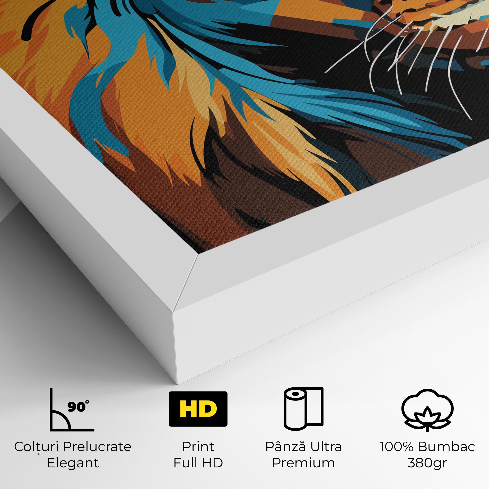 Tablou Canvas Blue Yellow Lion mockup 4