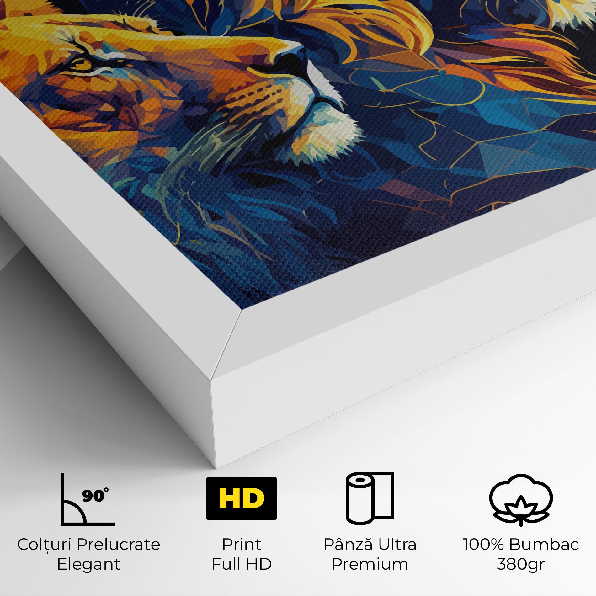 Tablou Canvas Orange Blue Lion mockup 4
