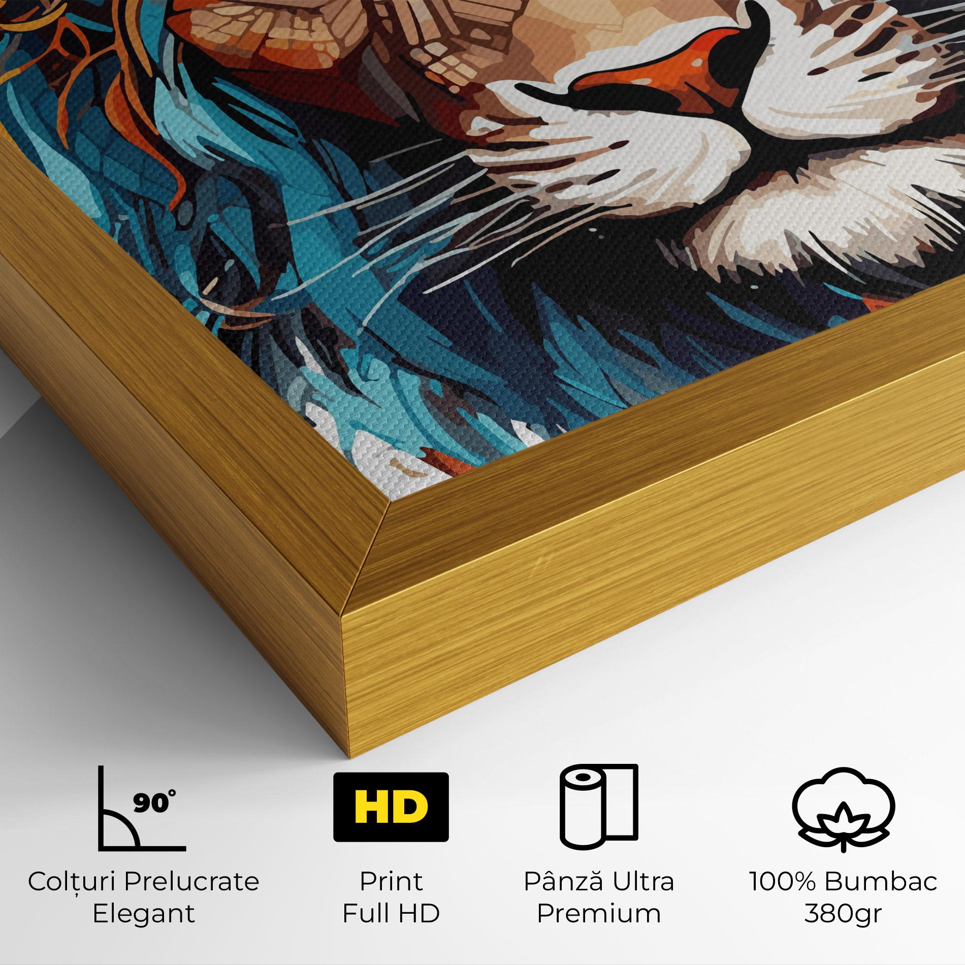 Tablou Canvas Blue Orange Lion mockup 4