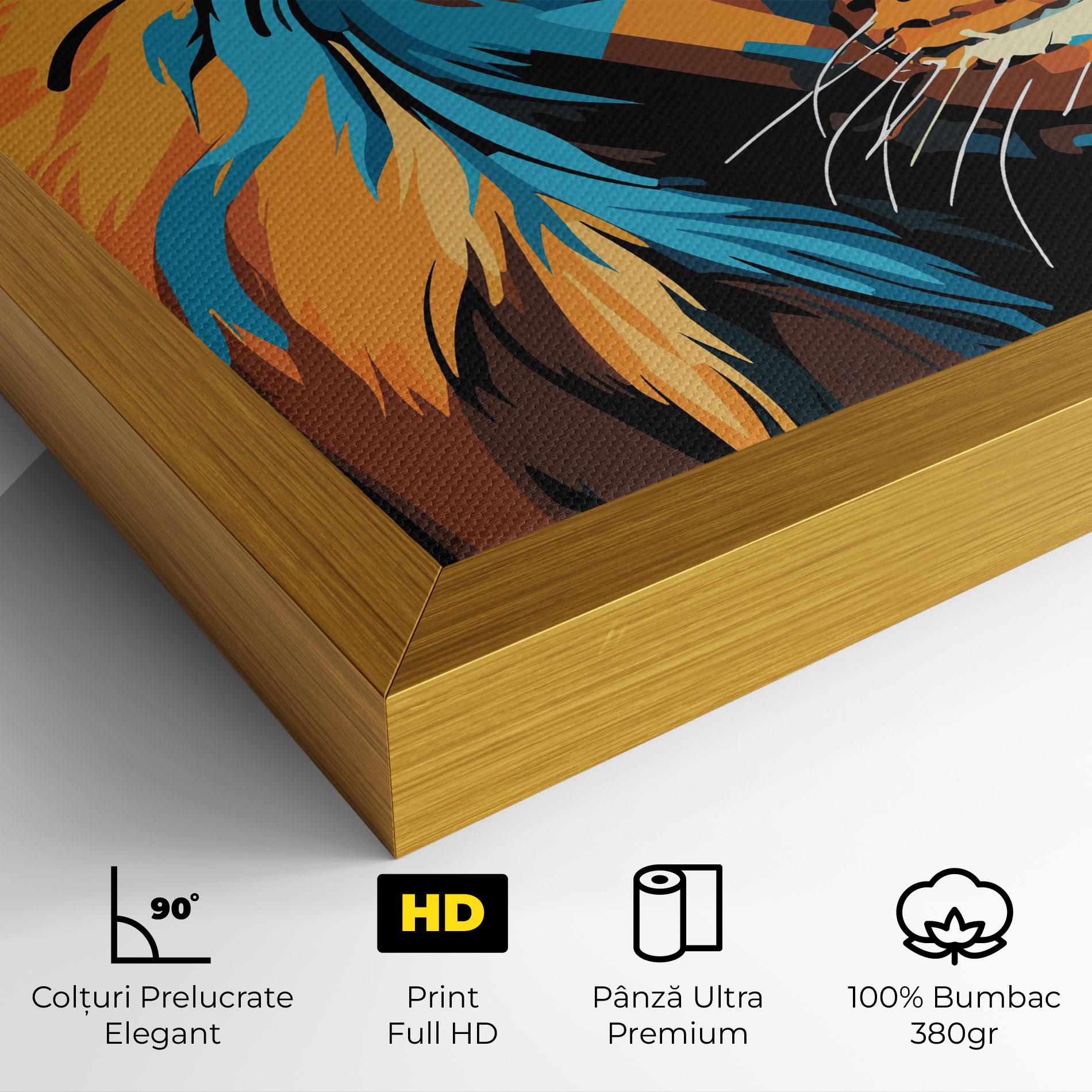 Tablou Canvas Blue Yellow Lion mockup 4