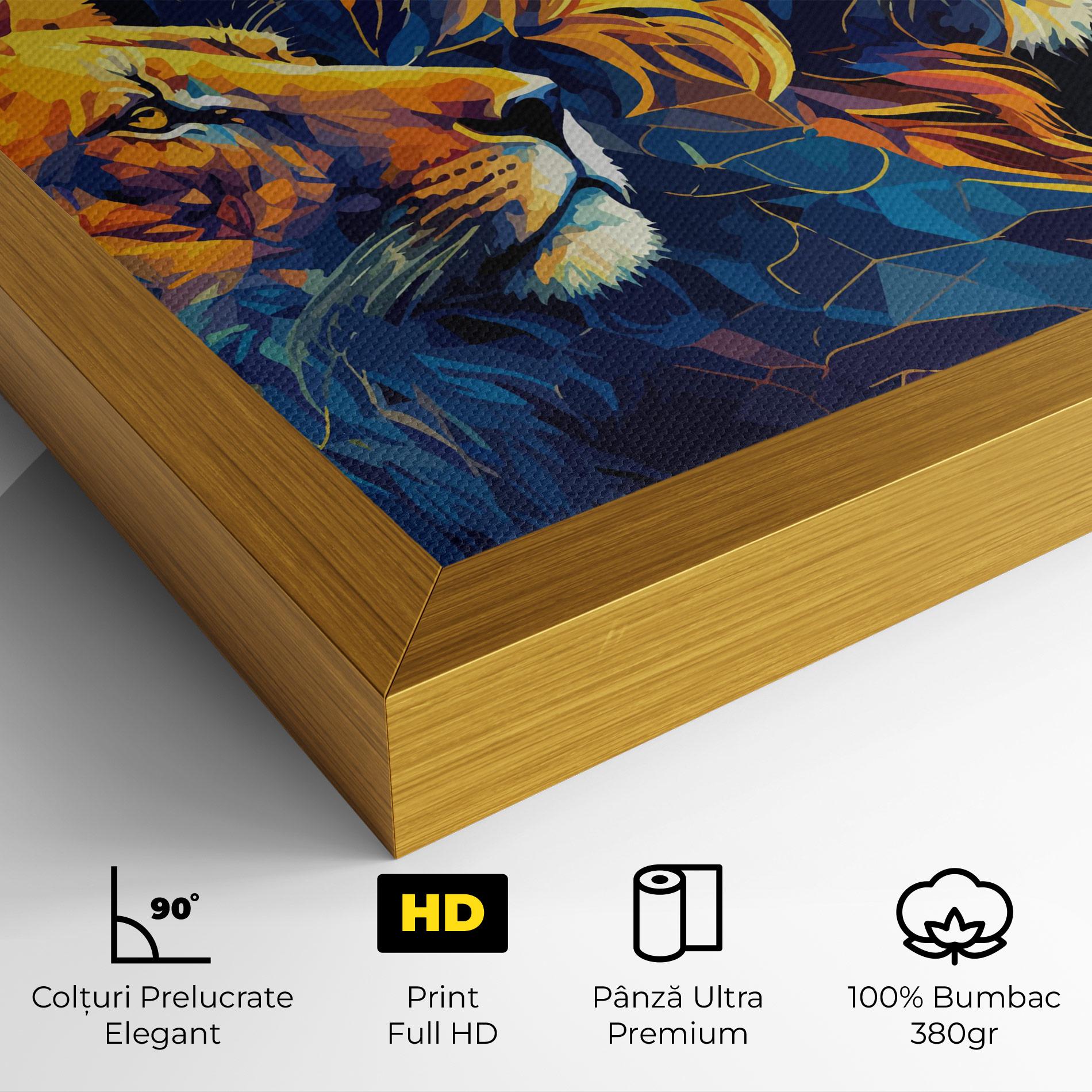 Tablou Canvas Orange Blue Lion mockup 4