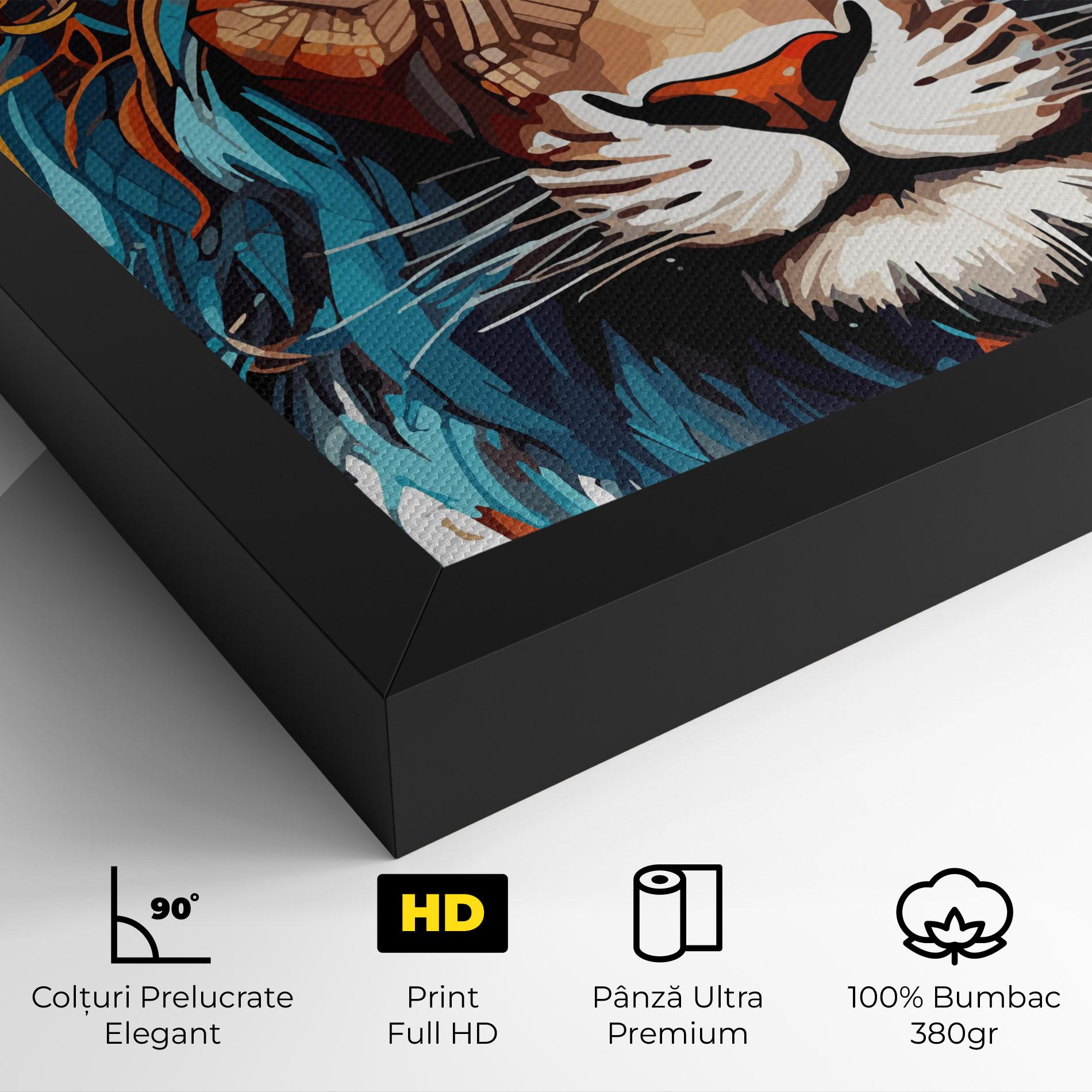 Tablou Canvas Blue Orange Lion mockup 4