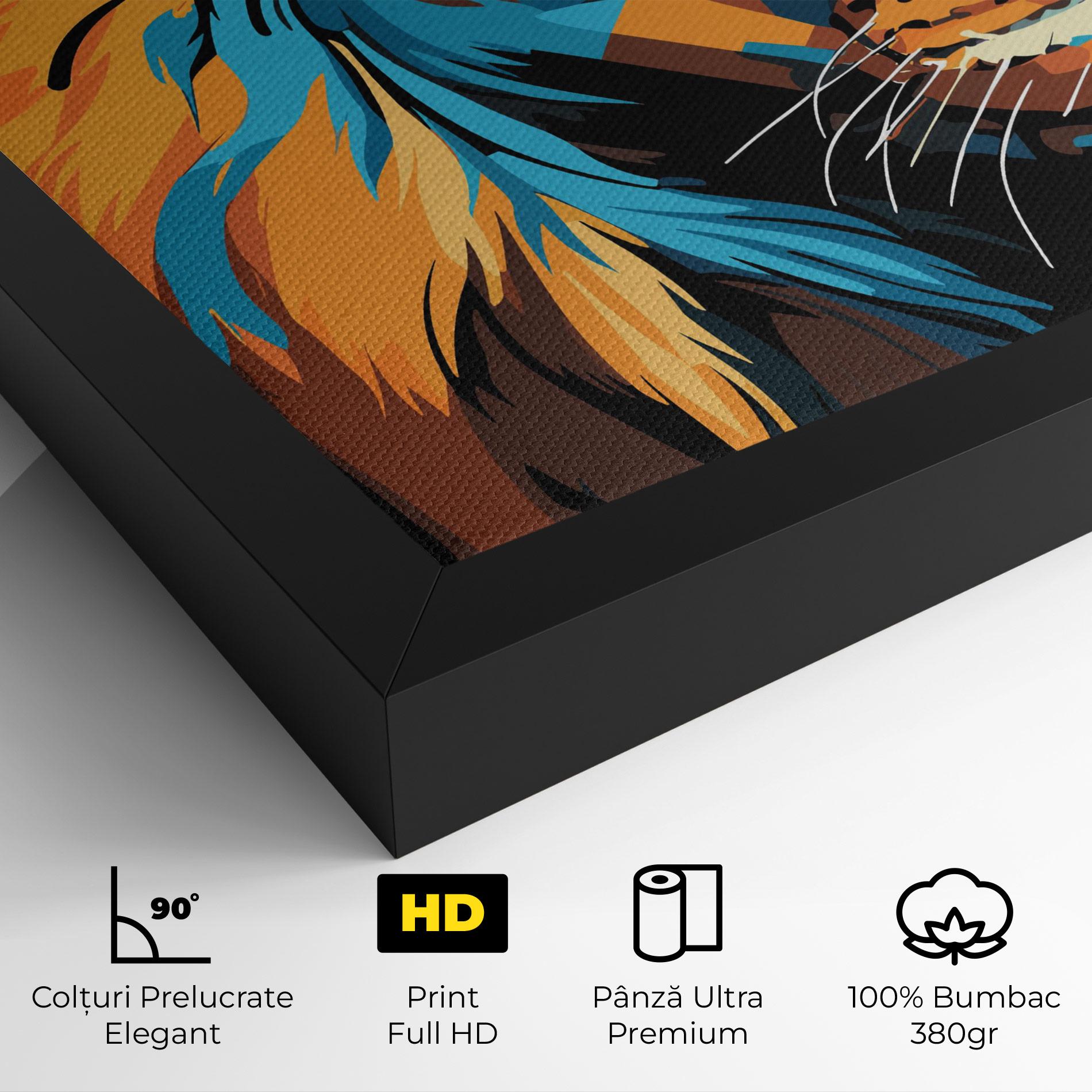 Tablou Canvas Blue Yellow Lion mockup 4